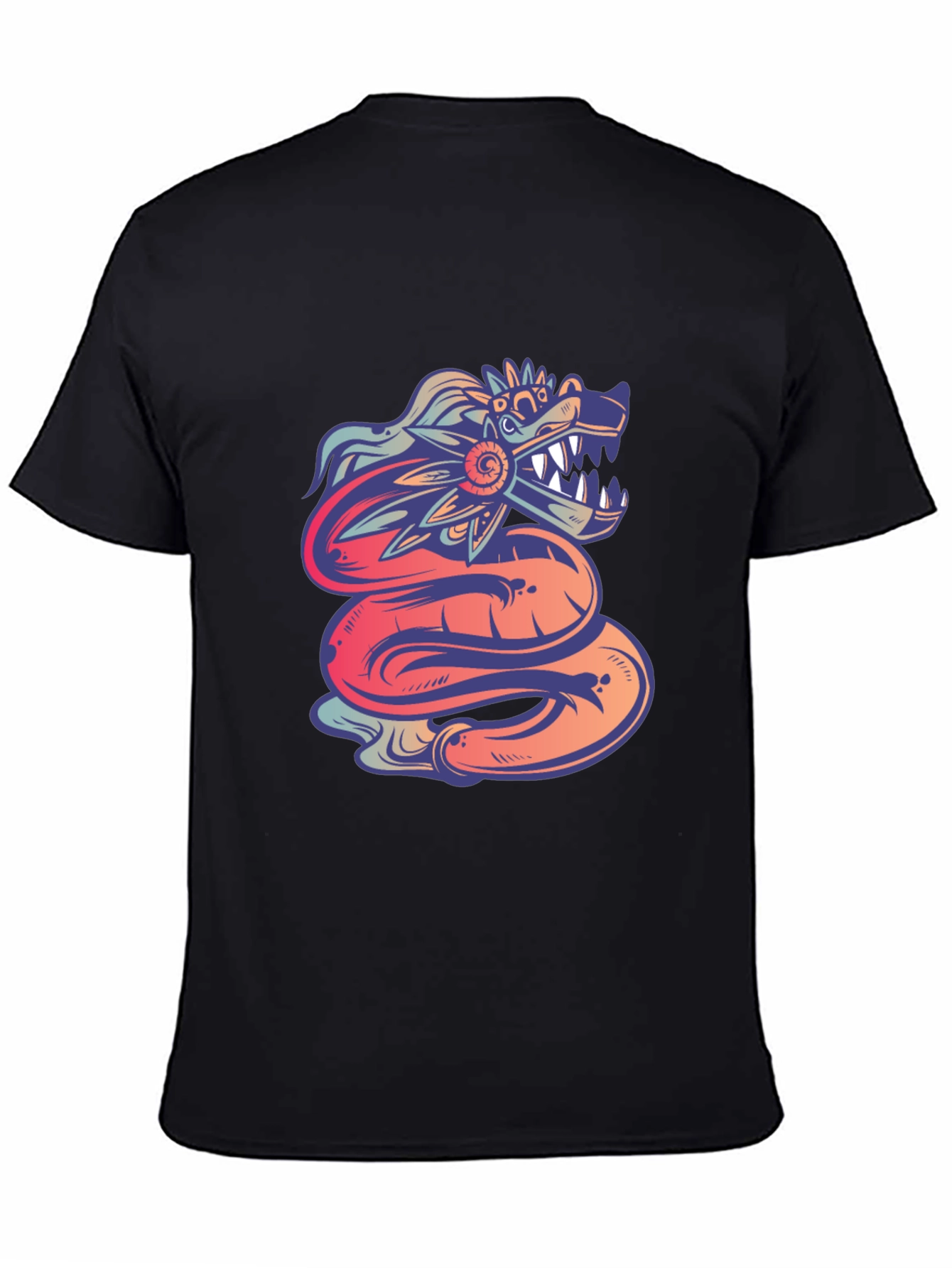 Black Quetzalcoatl Graphic Tee - Mythical Serpent Design view 4
