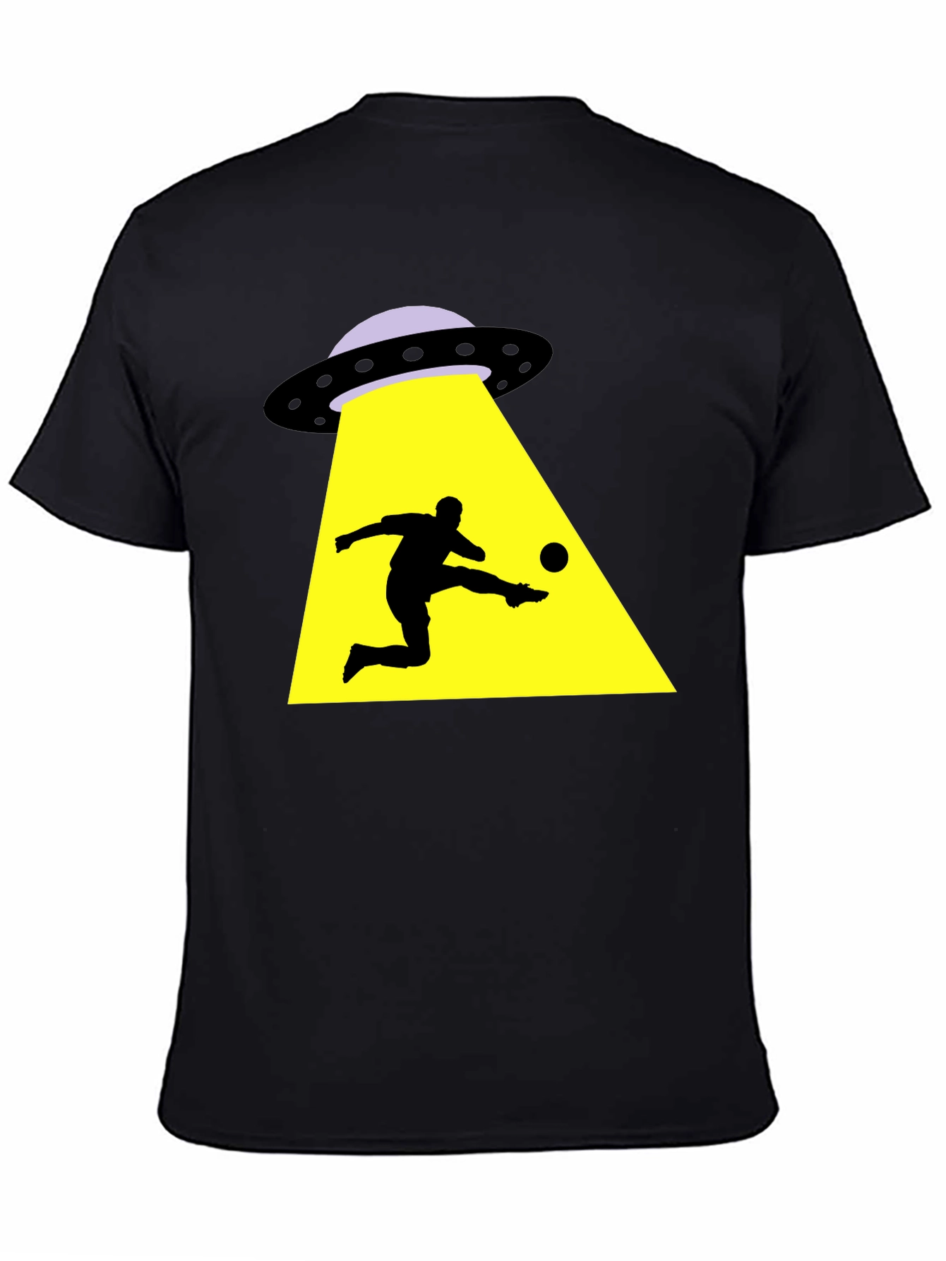 Black Alien Abduction Soccer T-Shirt - Black Cotton Tee view 4