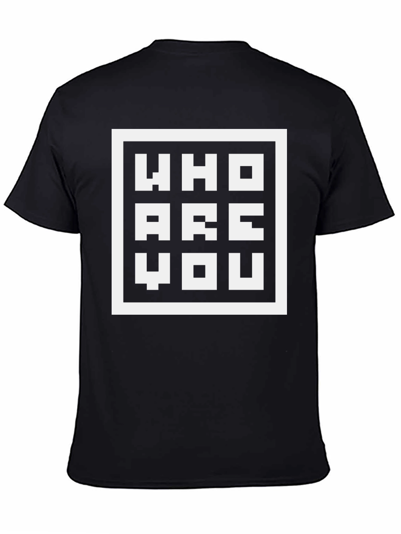 Black Who Are You Graphic Tee - Pixel Art Style view 4