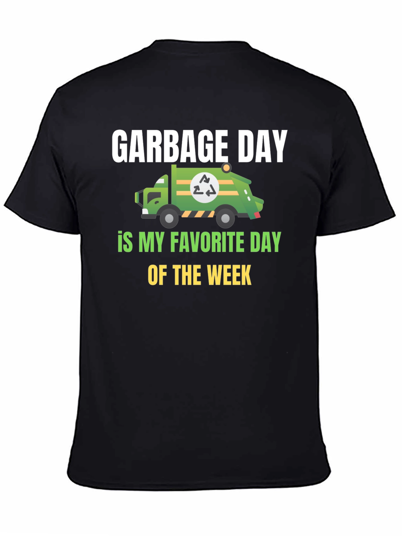 Black Garbage Day T-Shirt - Recycling Truck Tee view 4