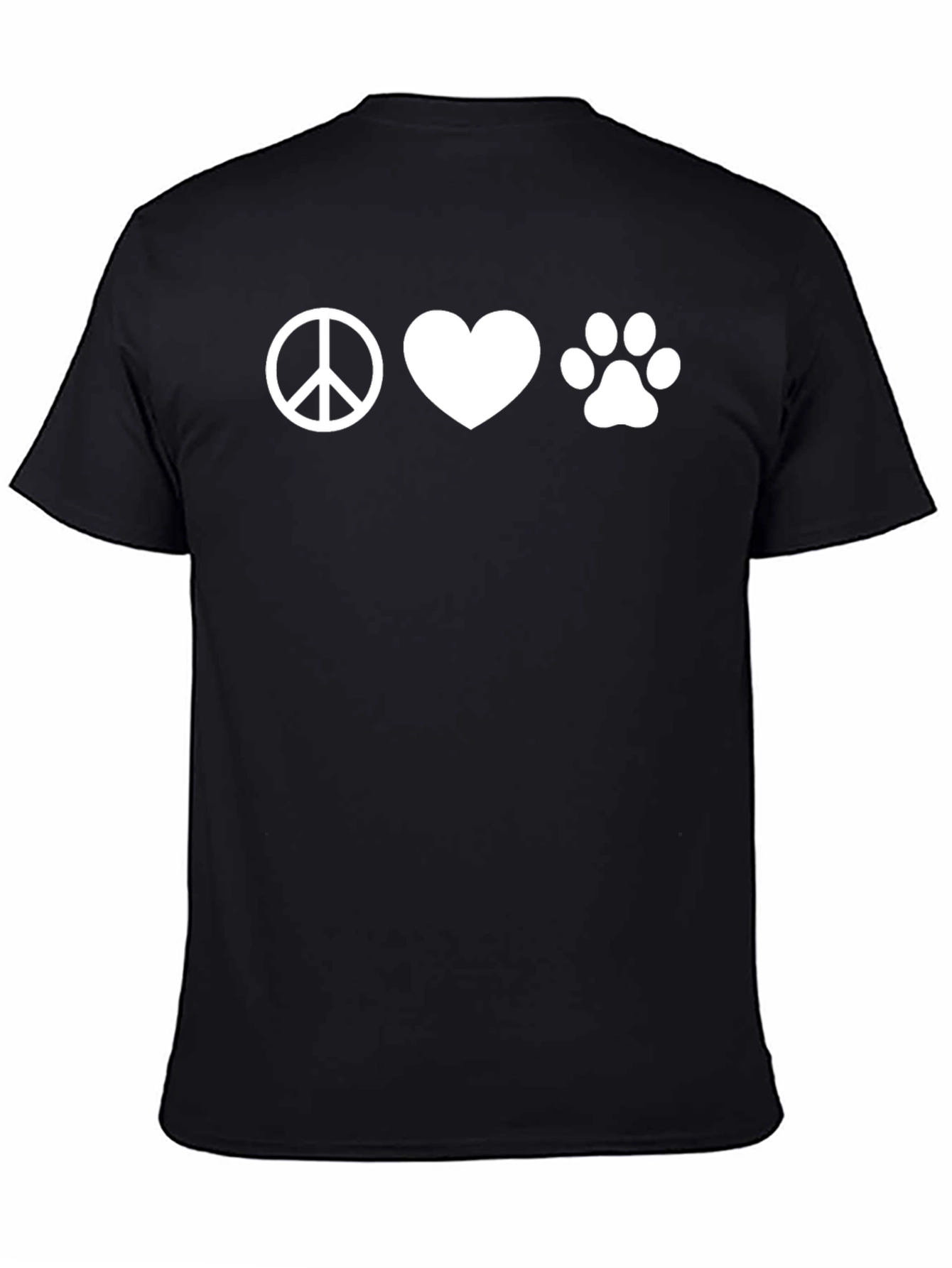 Black Peace Love Paw Print T-Shirt - Unisex Casual Tee view 4
