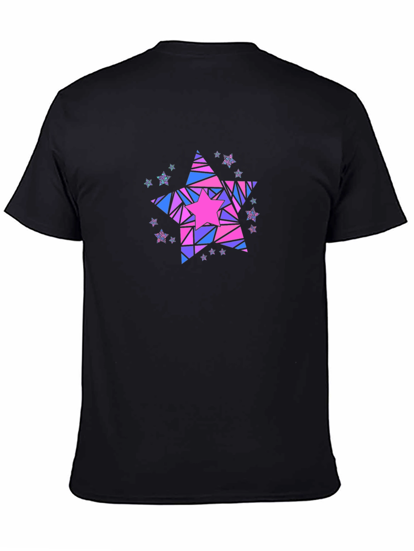Black Geometric Star Graphic T-Shirt - Black view 4
