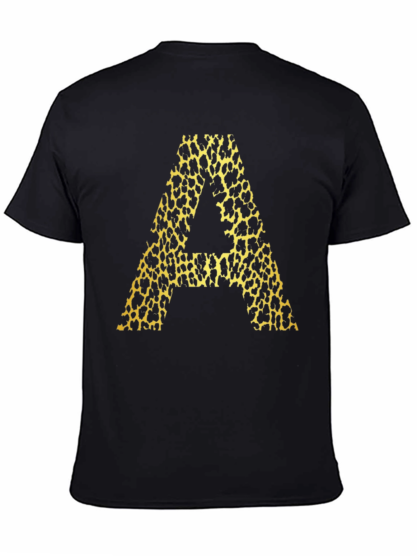 Leopard Print "A" Graphic Tee - Mens Black T-Shirt - 4