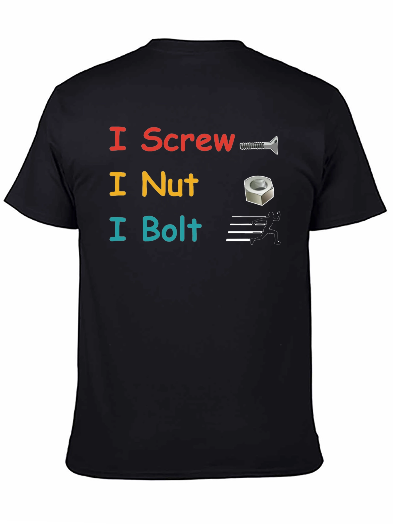 Black I Screw I Nut I Bolt Black T-Shirt view 4