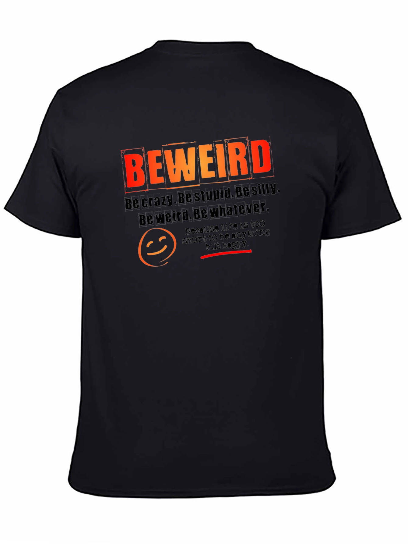 Black Be Weird Graphic Tee - Black Cotton T-Shirt view 4