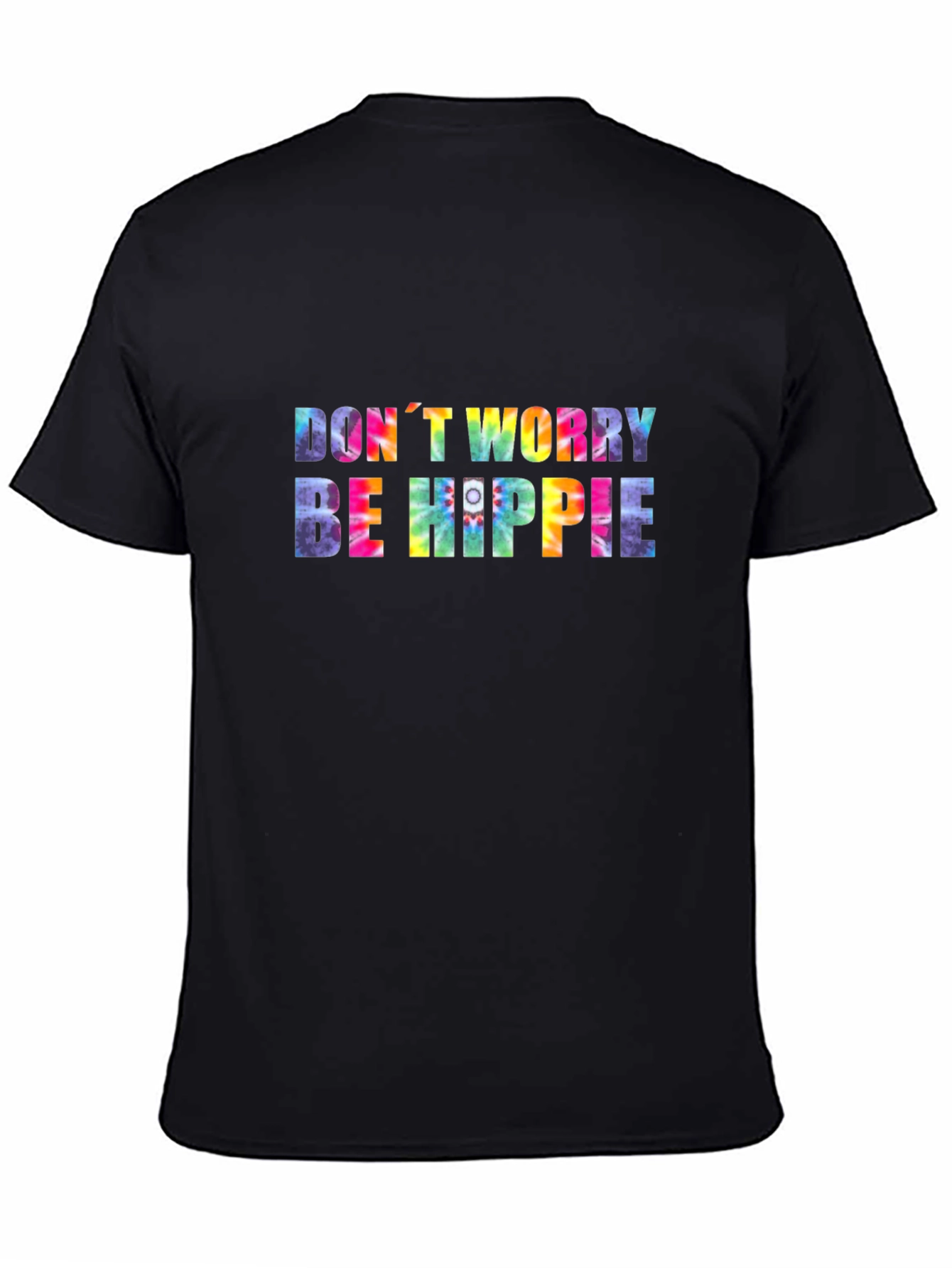 Black Don't Worry Be Hippie Tie-Dye Graphic Tee view 4