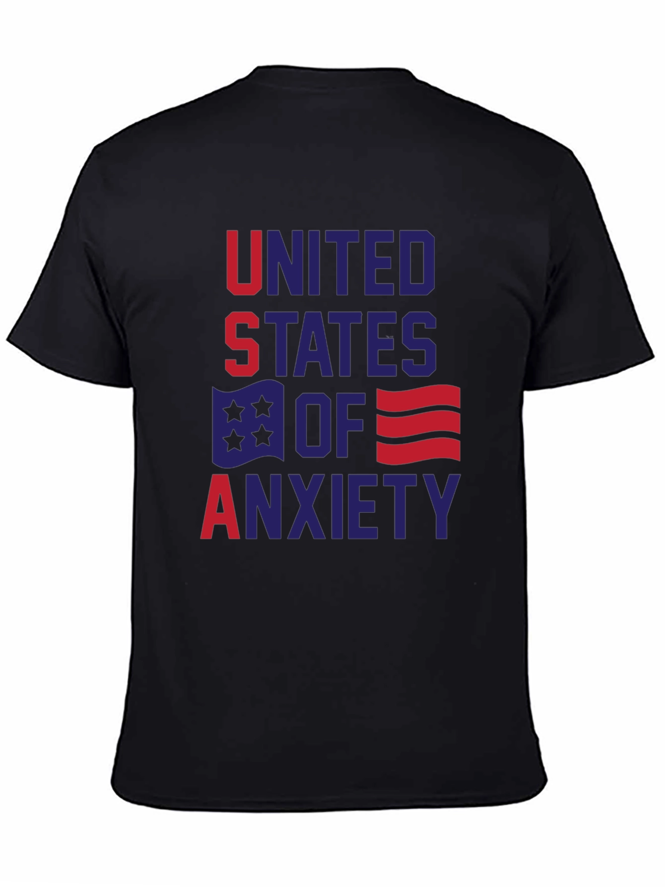 Black United States of Anxiety Graphic T-Shirt view 4