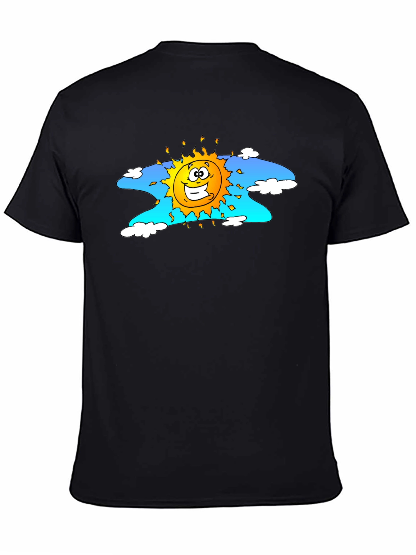 Black Happy Sun Graphic Tee - Black Cotton T-Shirt view 4