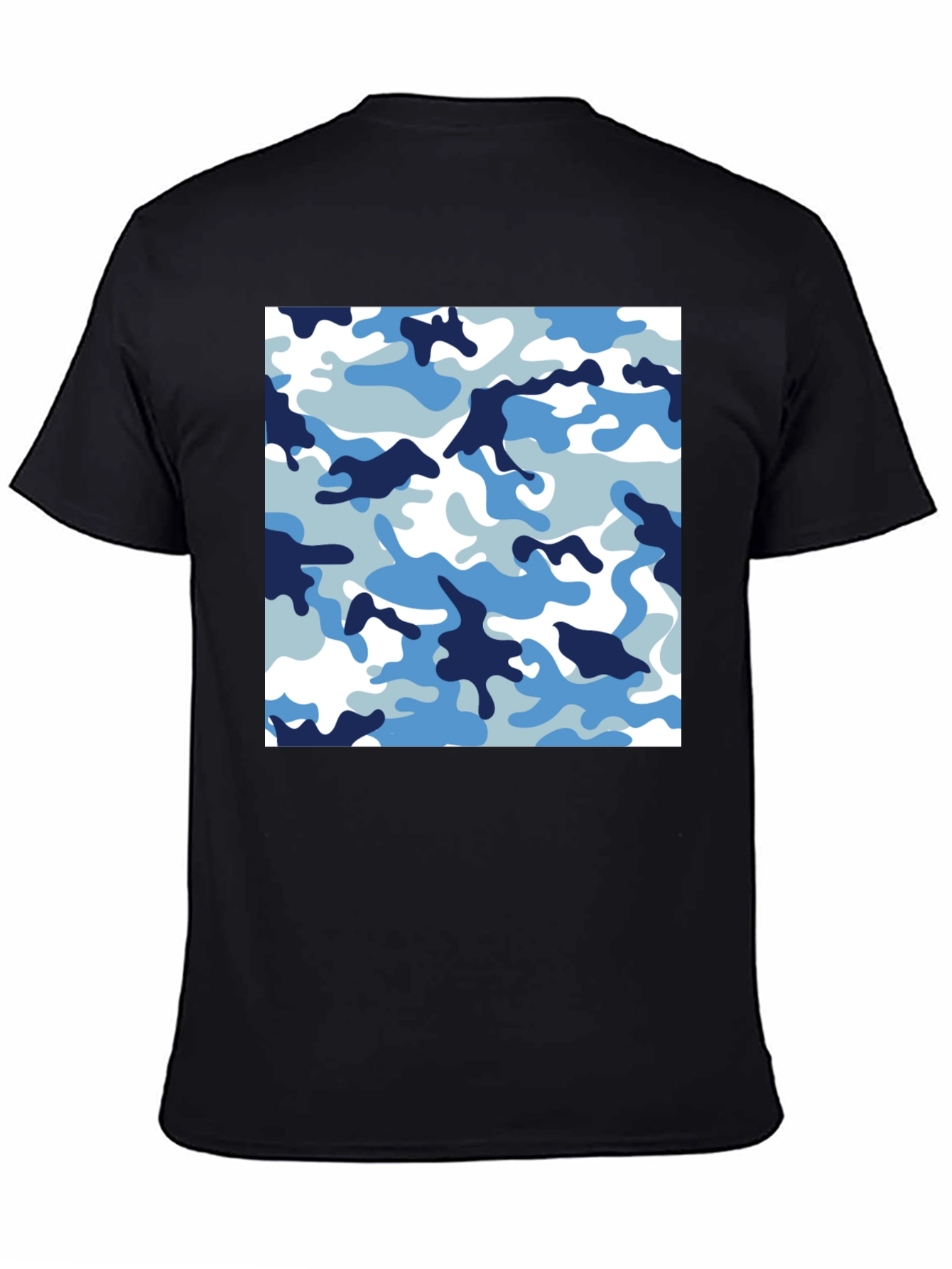 Black Blue Camo Crew Neck T-Shirt view 4