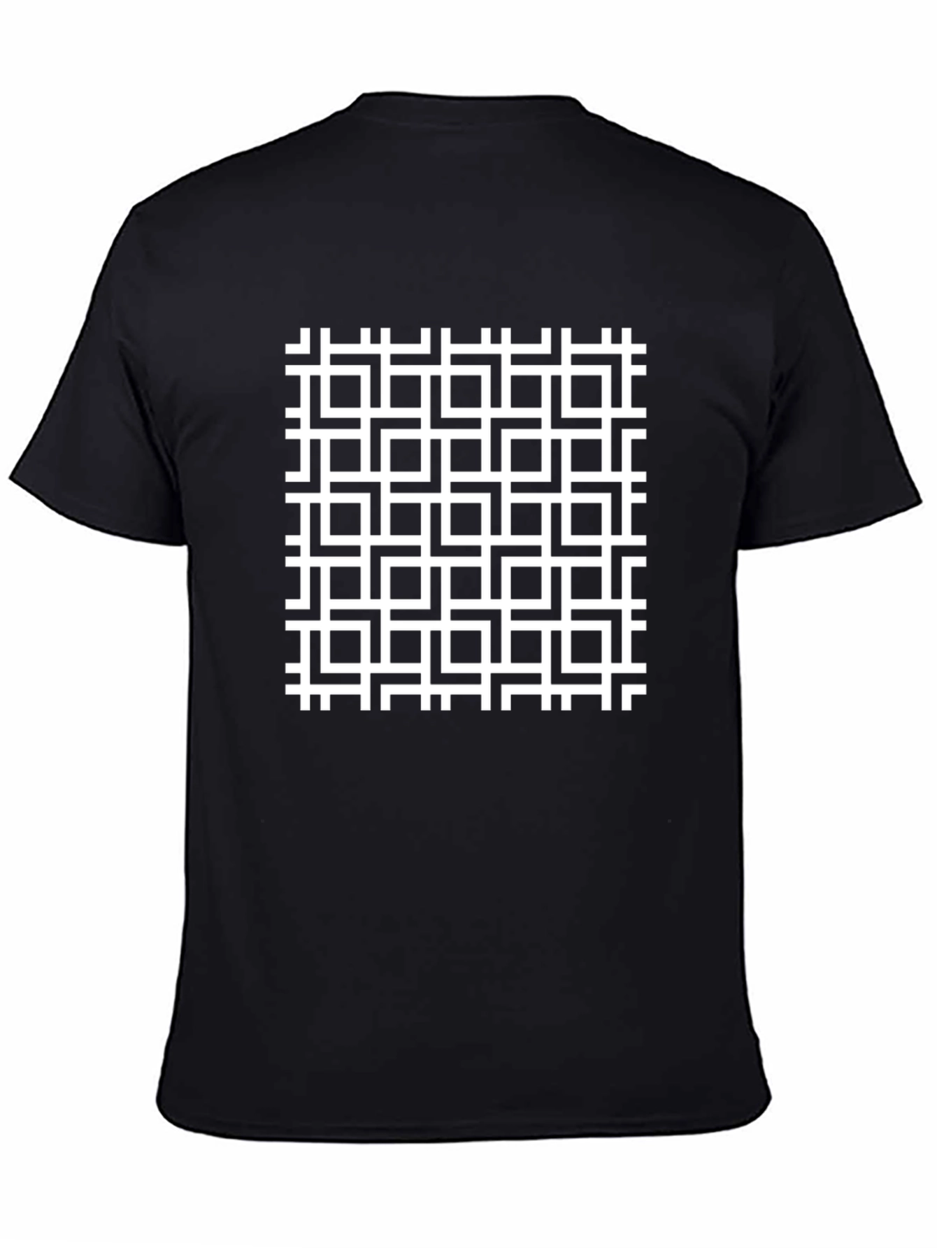 Black Geometric Patterned Black T-Shirt view 4