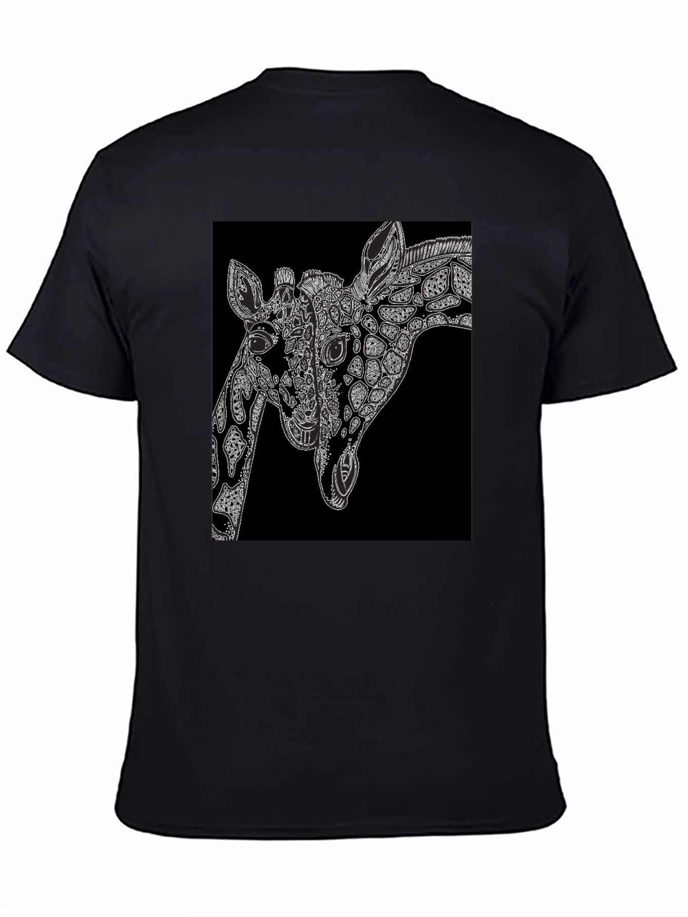 Black Giraffe Art Black T-Shirt - Unique Graphic Tee view 4