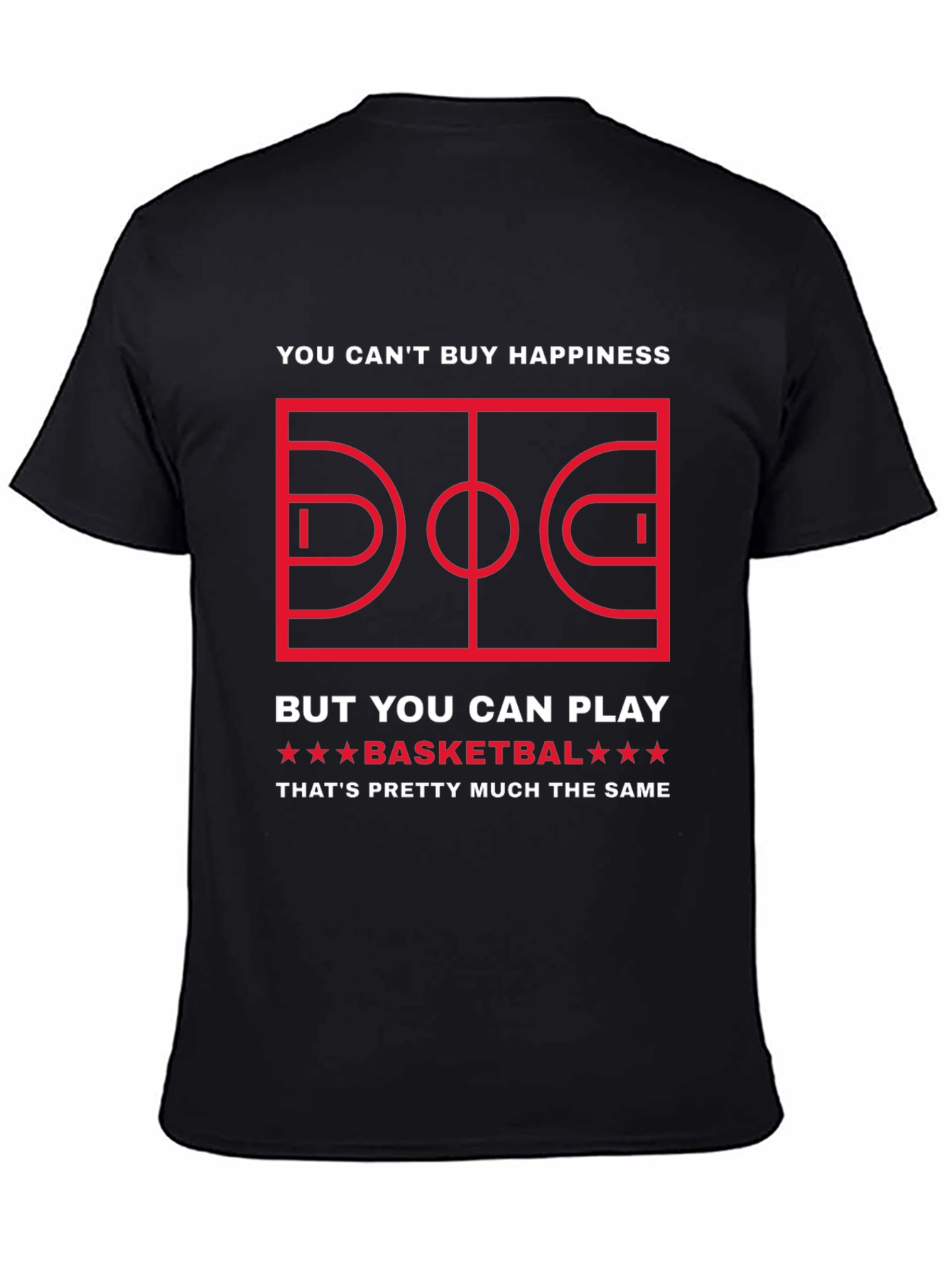 Black Funny Basketball T-Shirt: Can't Buy Happiness view 4