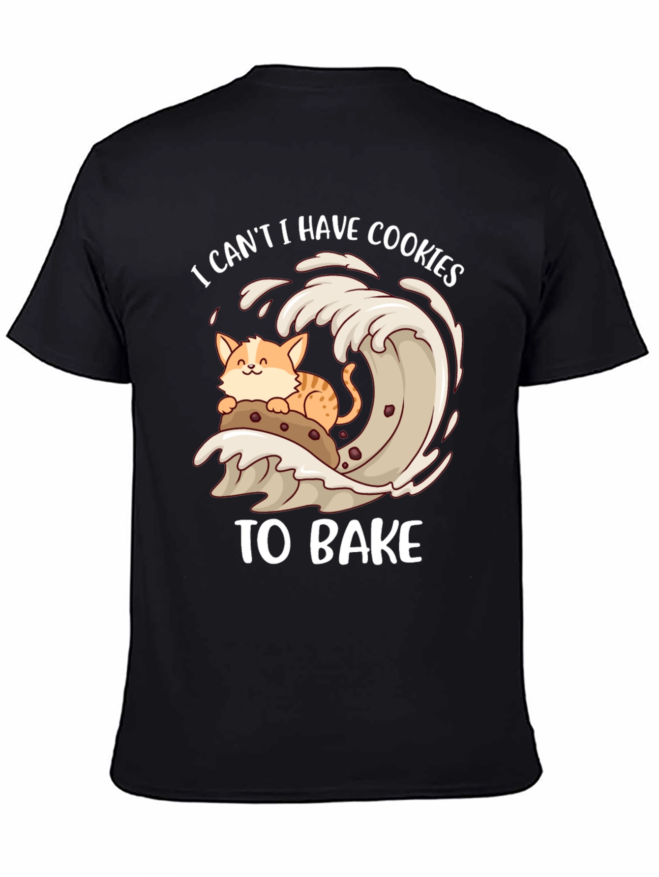 Black Cute Cat Baking Cookies T-Shirt view 4