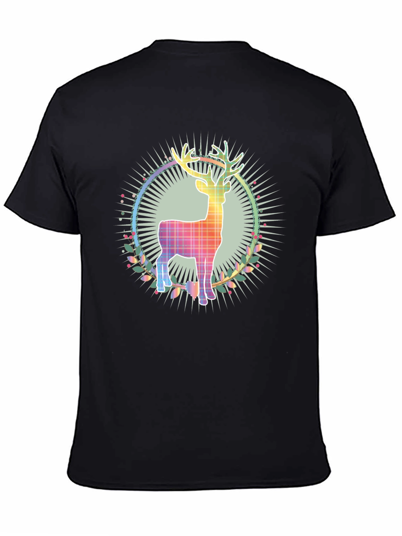 Black Festive Reindeer Graphic Tee - Holiday Style view 4