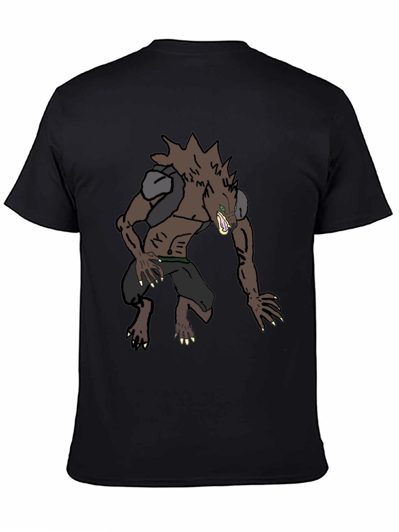 Black Werewolf Graphic Tee - Black Cotton Blend Shirt view 4