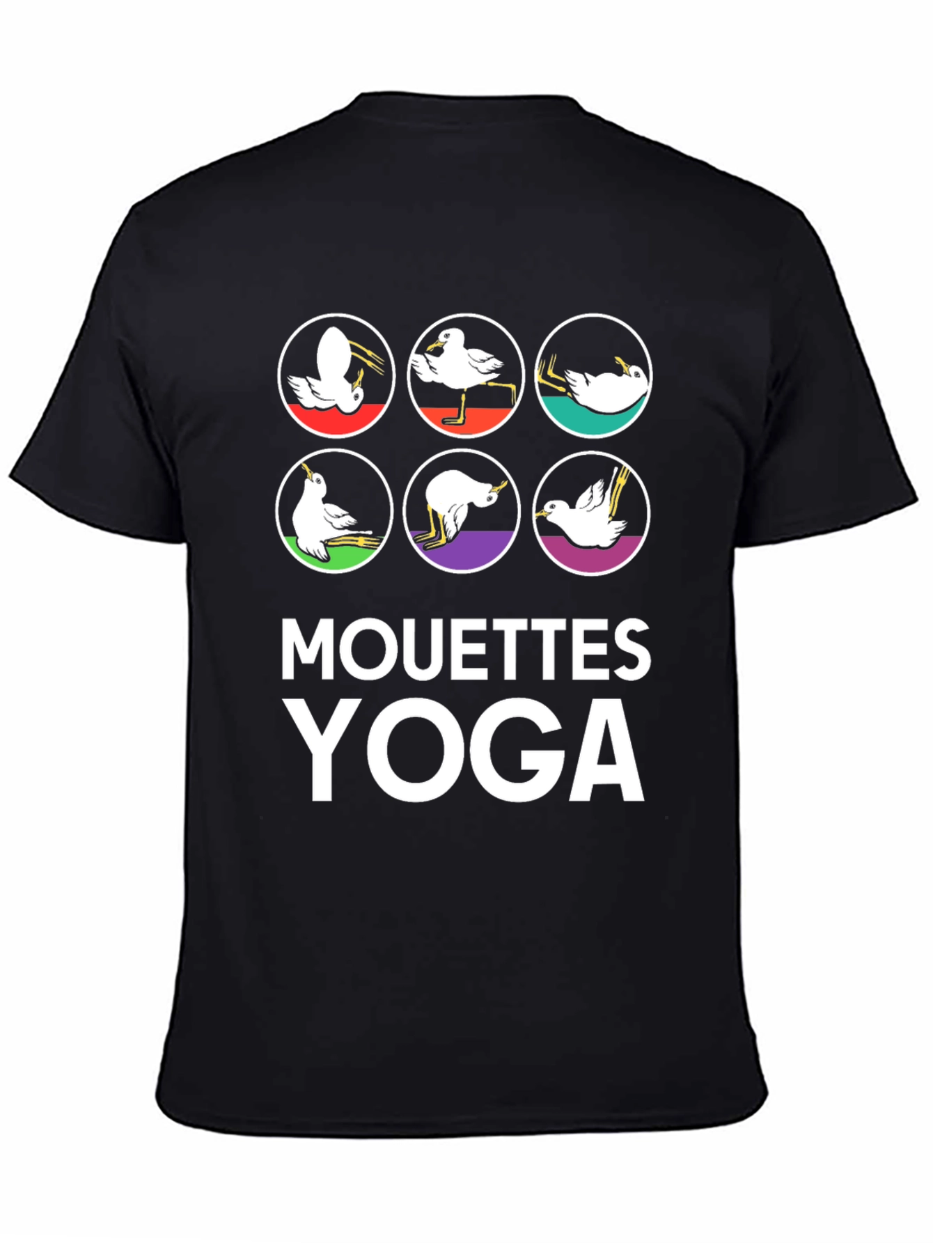 Black Mouettes Yoga Graphic T-Shirt - Bird Pose Tee view 4
