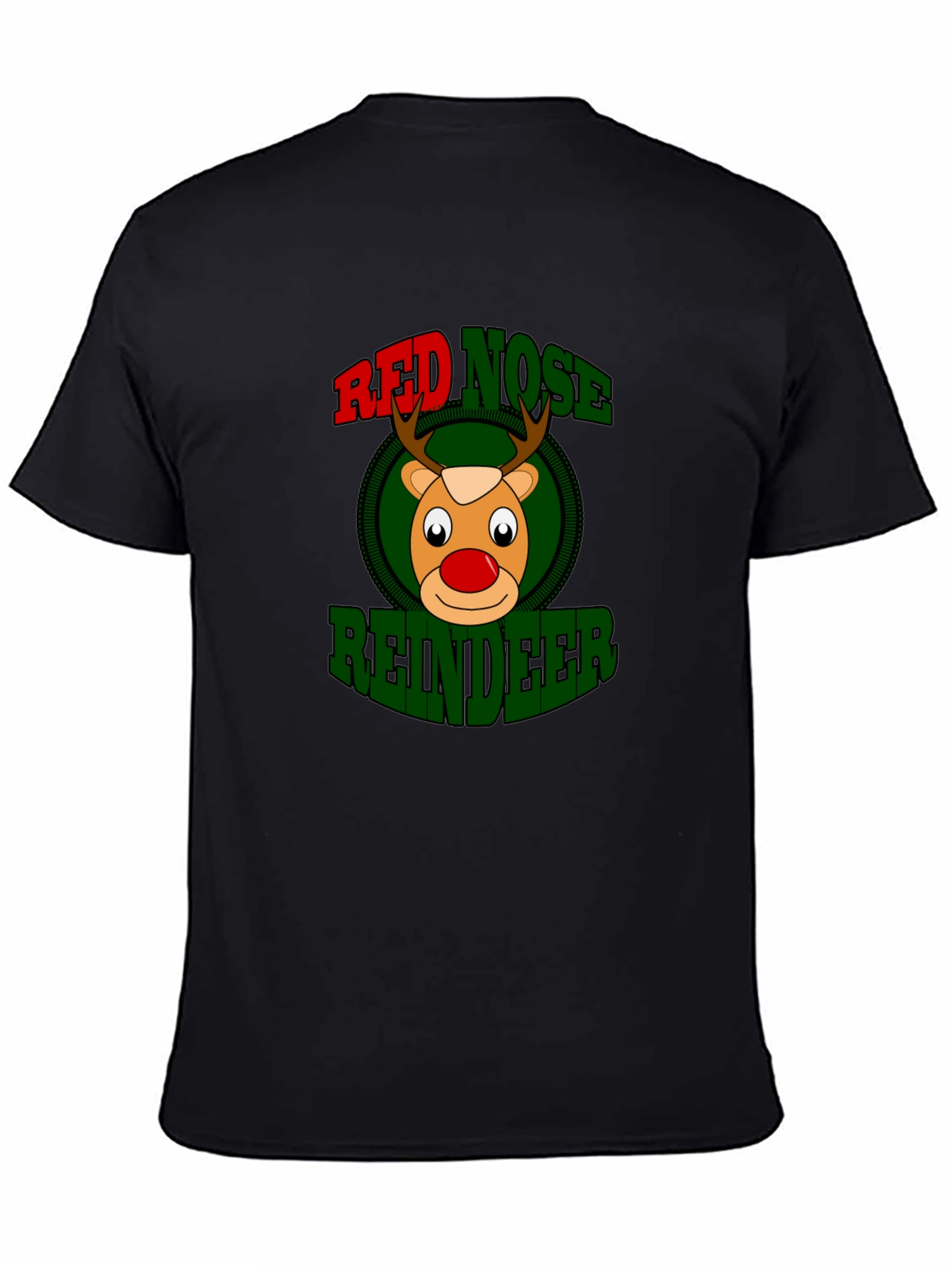 Black Red Nose Reindeer Graphic Tee - Christmas Holiday view 4