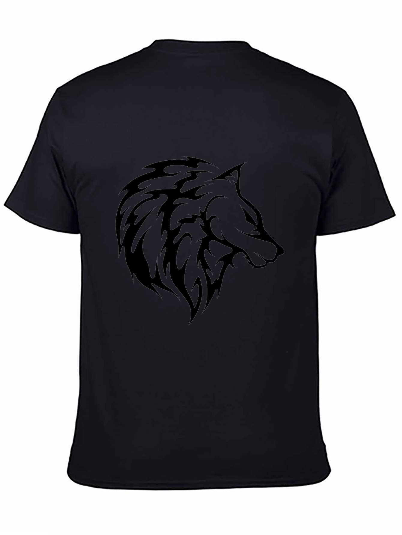 Black Black Wolf Graphic Tee - Men's Casual Style view 4