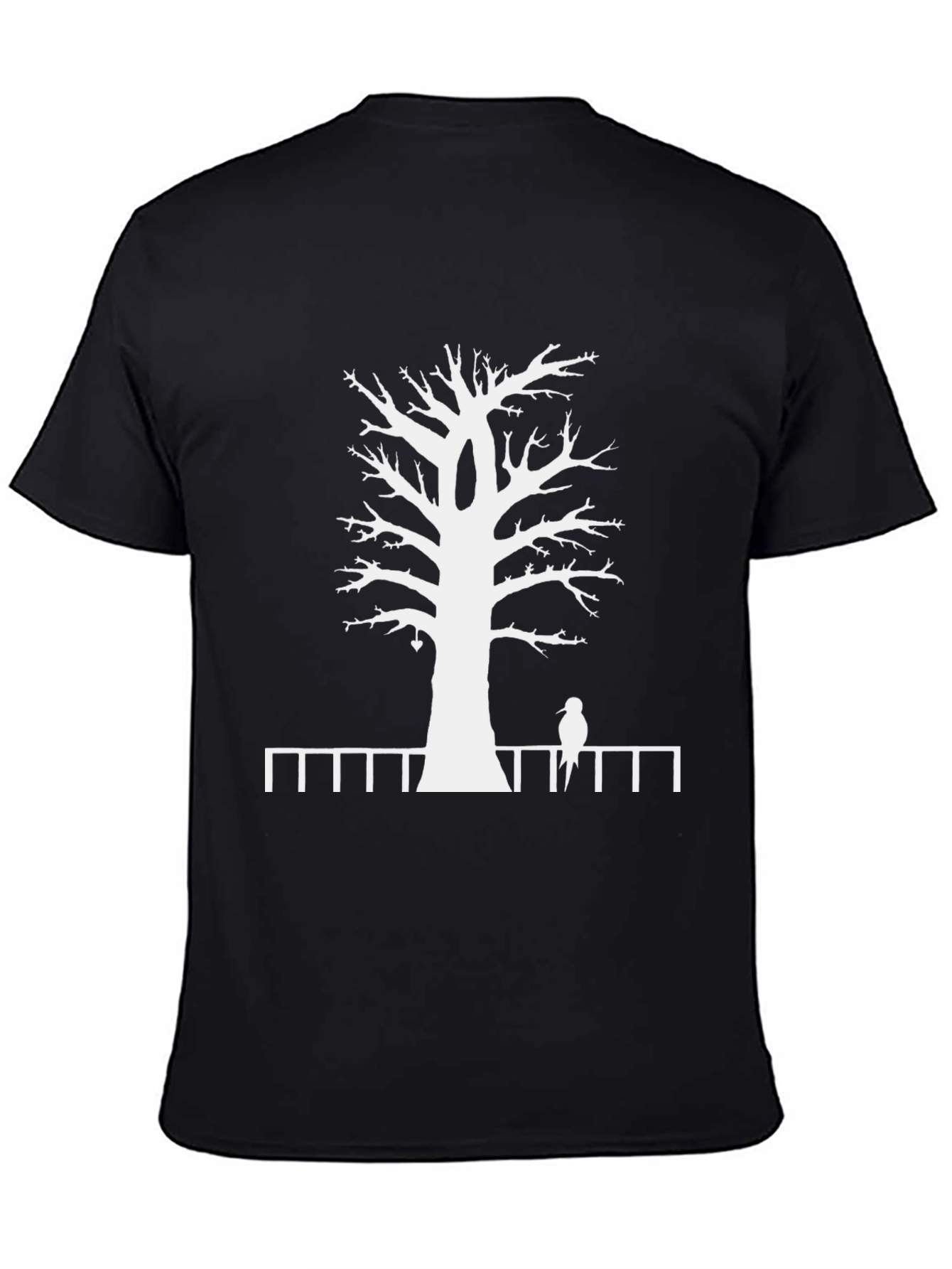 Black Tree & Bird Graphic T-Shirt - Black Casual Tee view 4