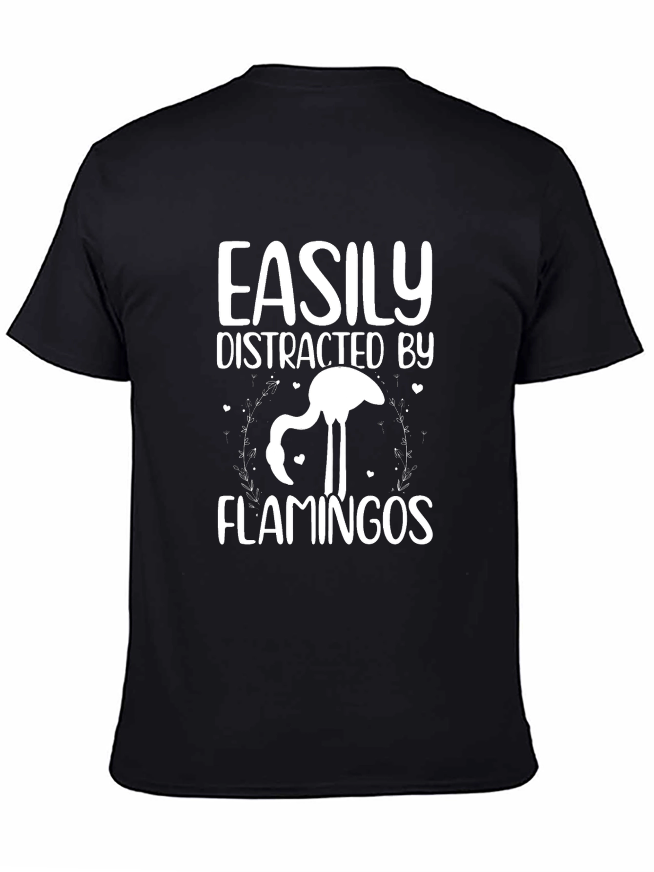 Black Easily Distracted By Flamingos Graphic Tee view 4