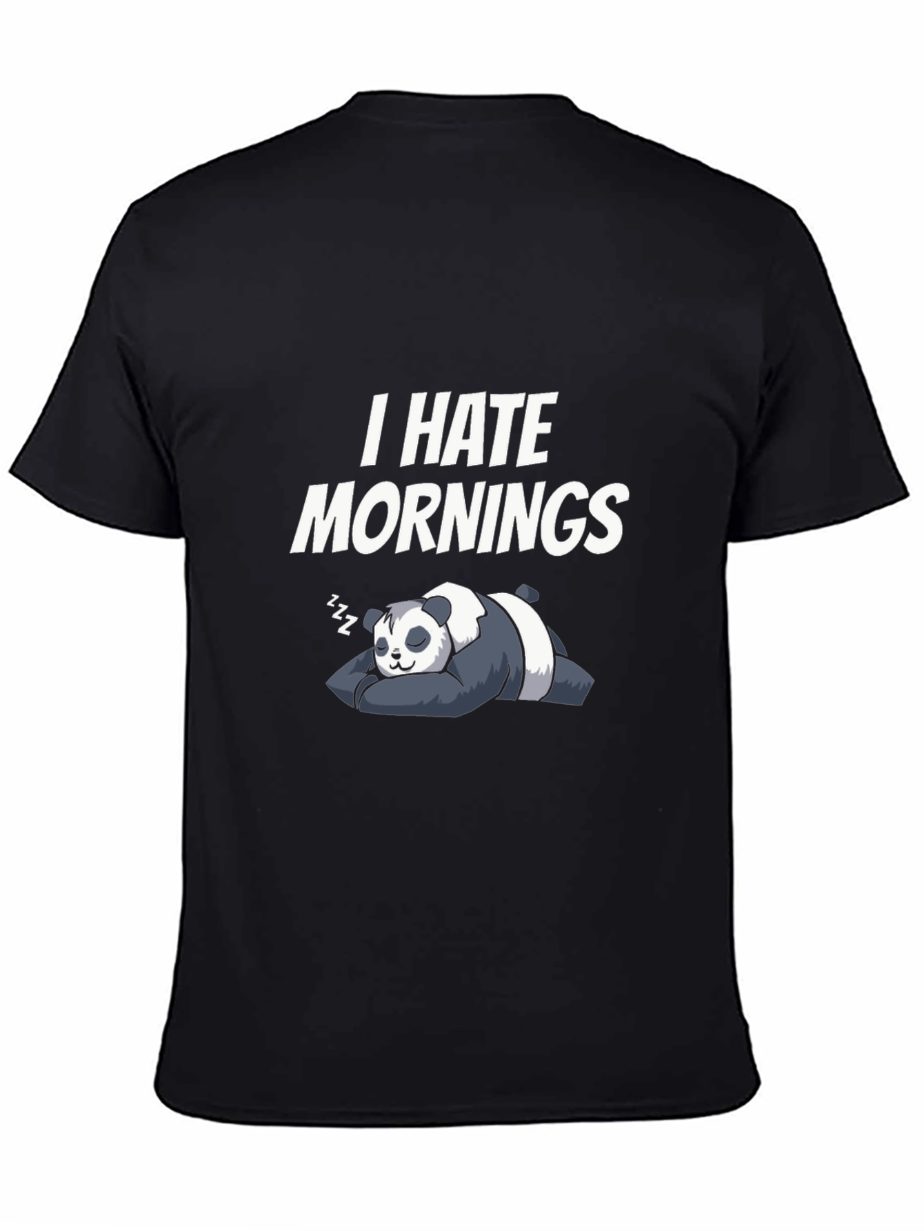 Black I Hate Mornings Panda T-Shirt view 4
