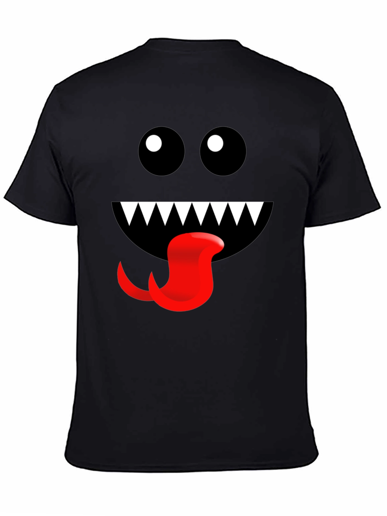 Black Monster Face Graphic Tee - Fun Black T-Shirt view 4