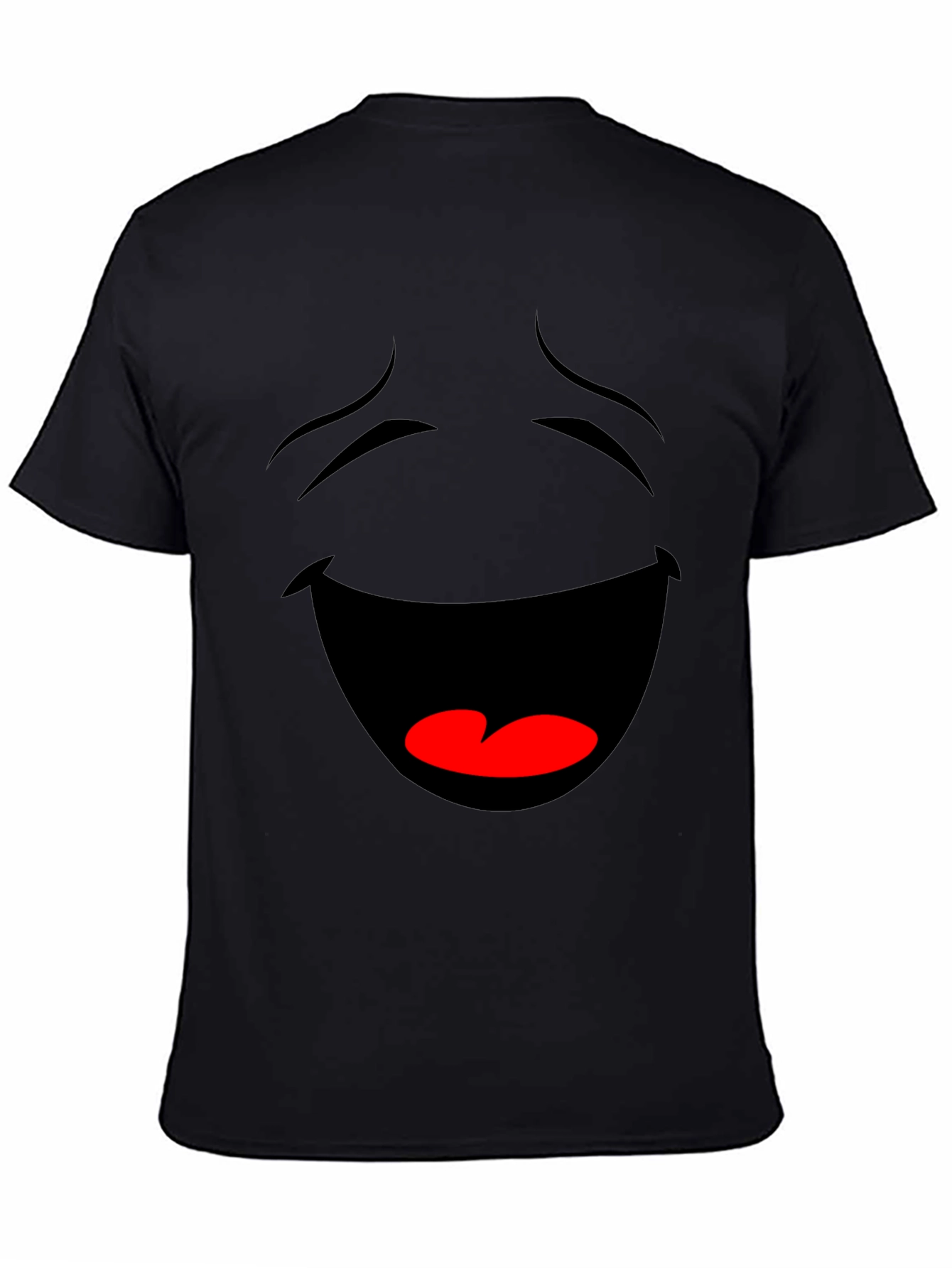 Black Laughing Face Graphic Tee - Black Cotton T-Shirt view 4