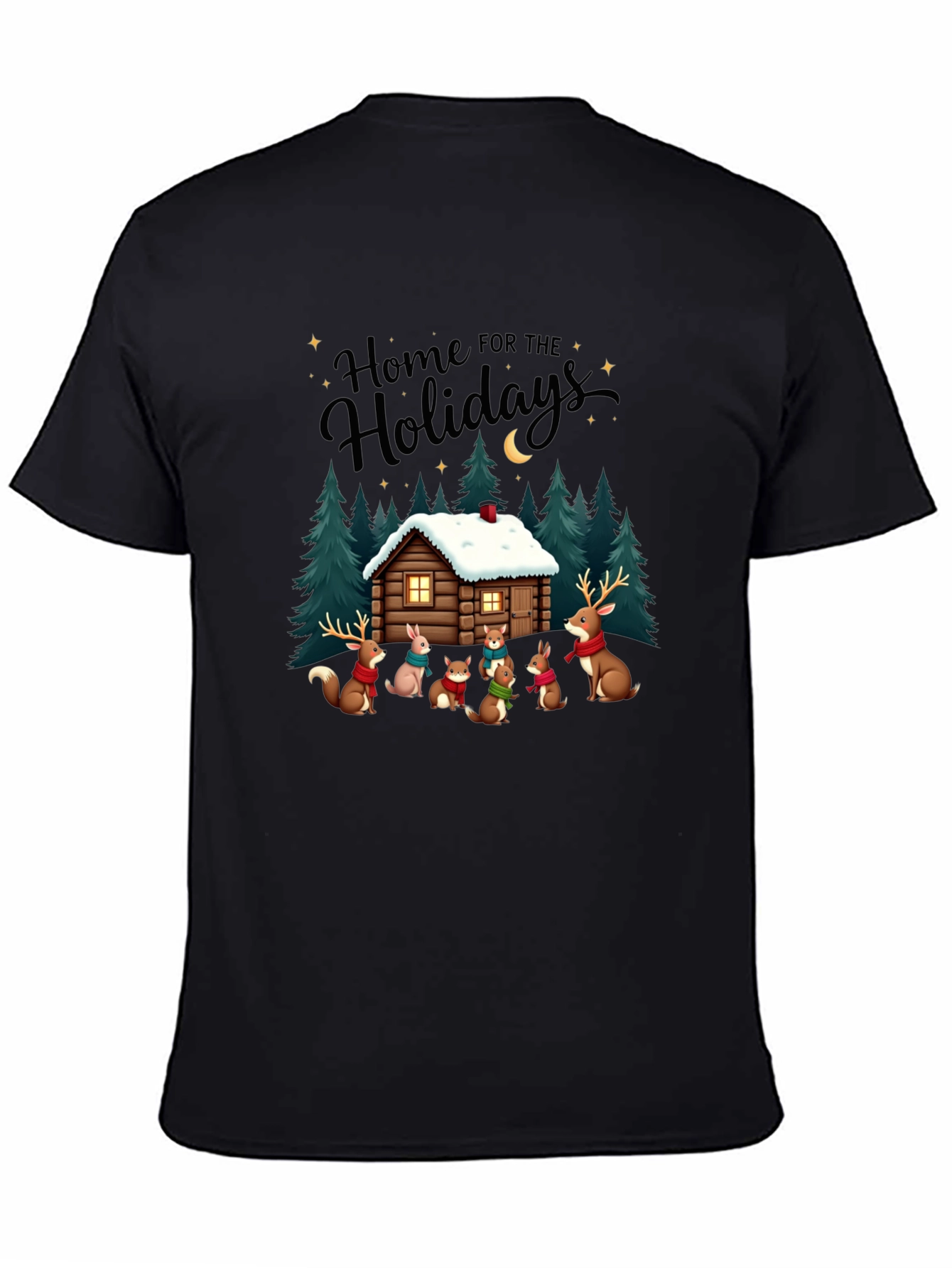Black Home for the Holidays Cabin Crew T-Shirt view 4