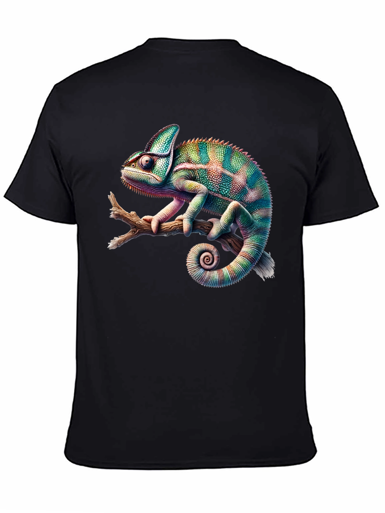 Black Chameleon Print Black T-Shirt view 4