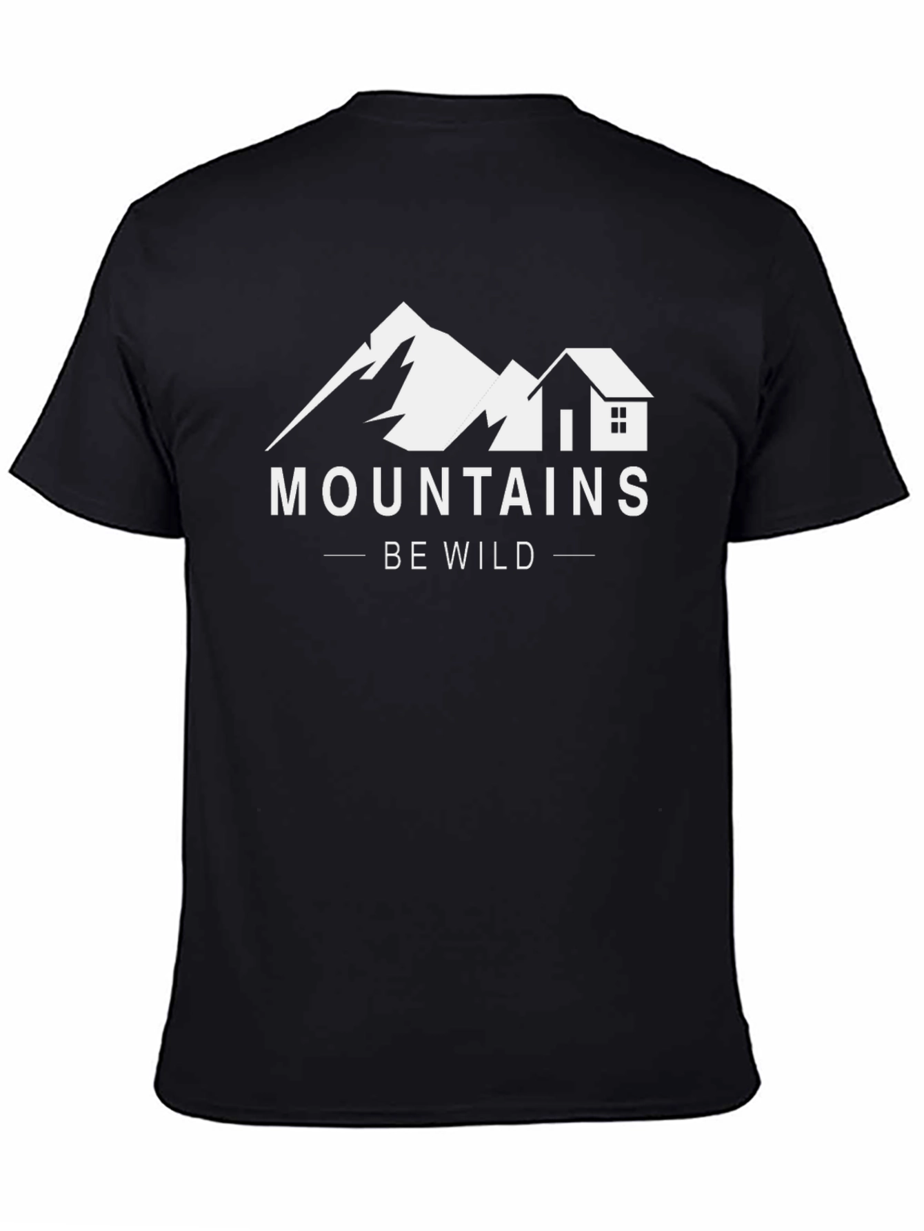 Black Mountains Be Wild Graphic Tee - Black Cotton T-Shirt view 4