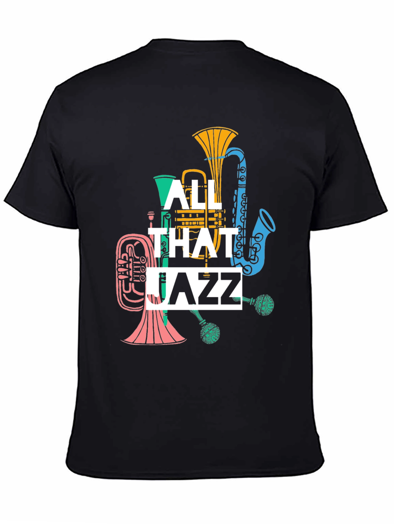 Black All That Jazz Graphic T-Shirt - Musical Instrument Design view 4
