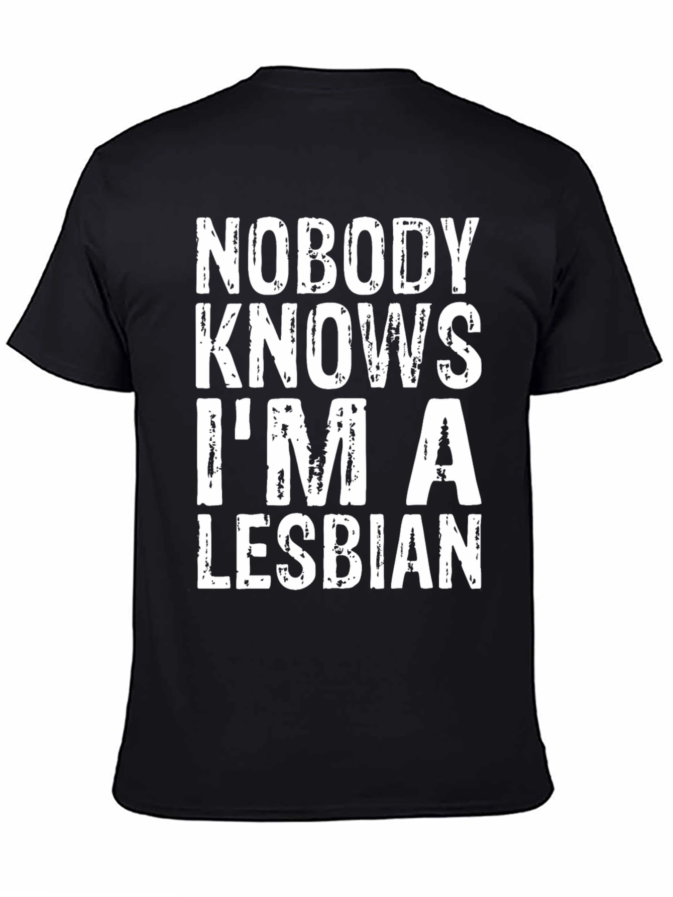 Black Nobody Knows I'm A Lesbian Graphic T-Shirt view 4