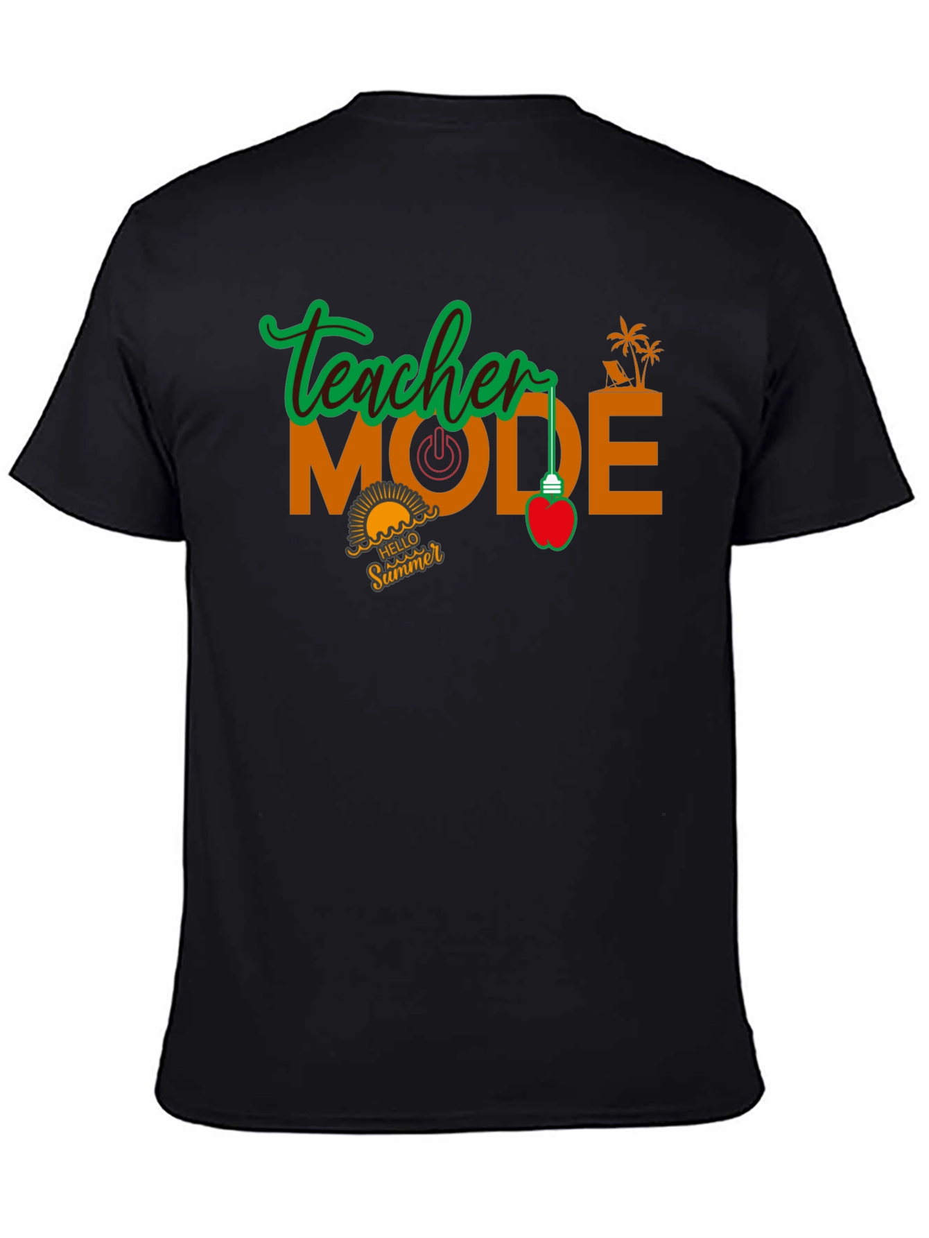 Black Teacher Mode Summer Black T-Shirt view 4