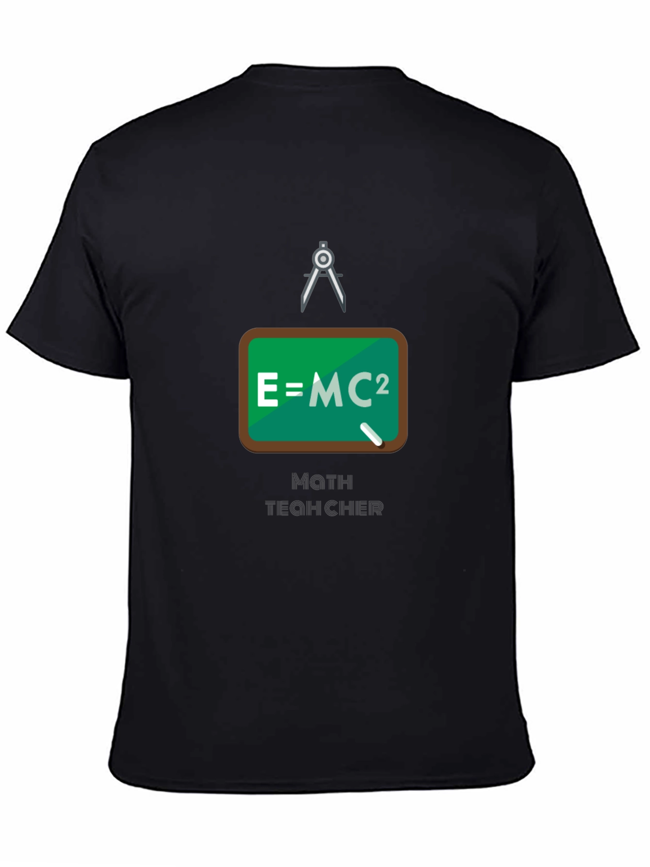 Black Math Teacher T-Shirt - E=MC2 Design view 4