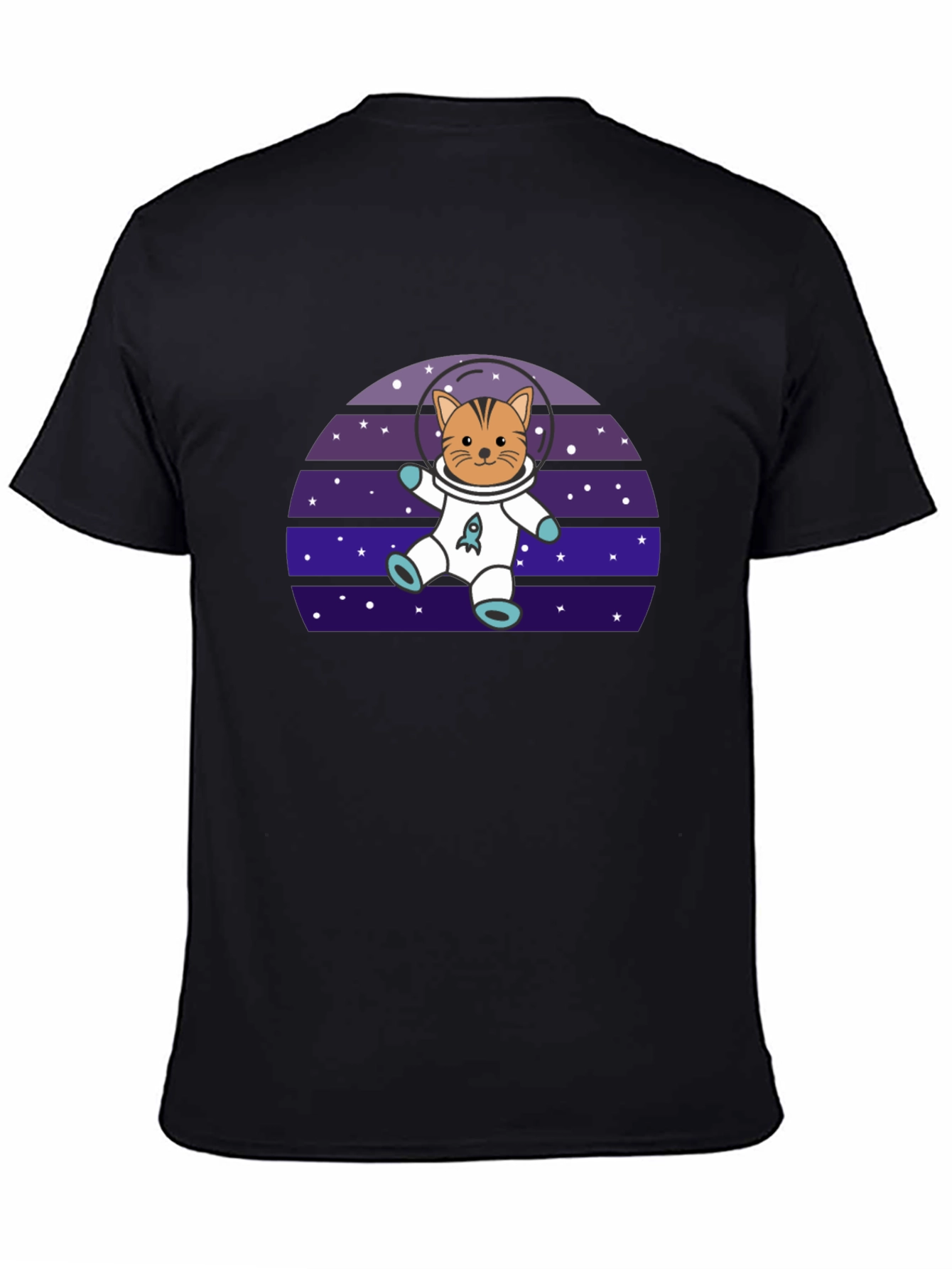 Black Astronaut Cat T-Shirt - Space Kitten Tee view 4