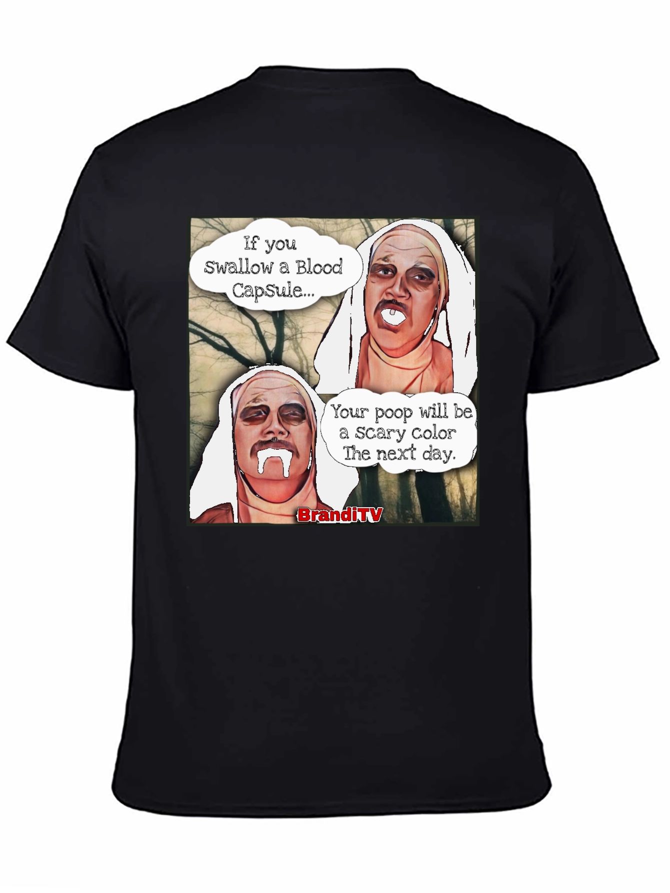 Black Scary Color Poop Men's Black T-Shirt view 4