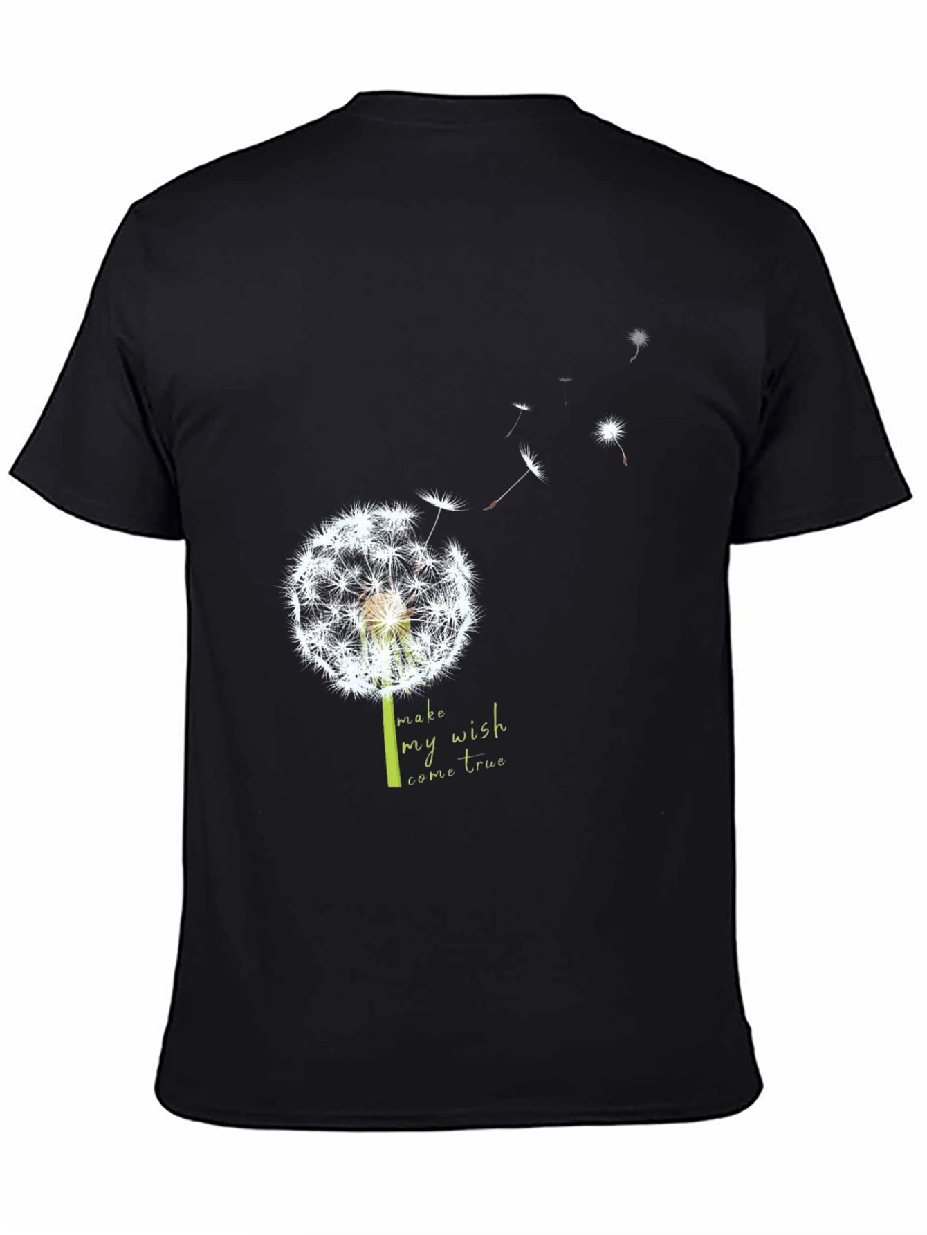 Black Dandelion Wish T-Shirt - Black view 4