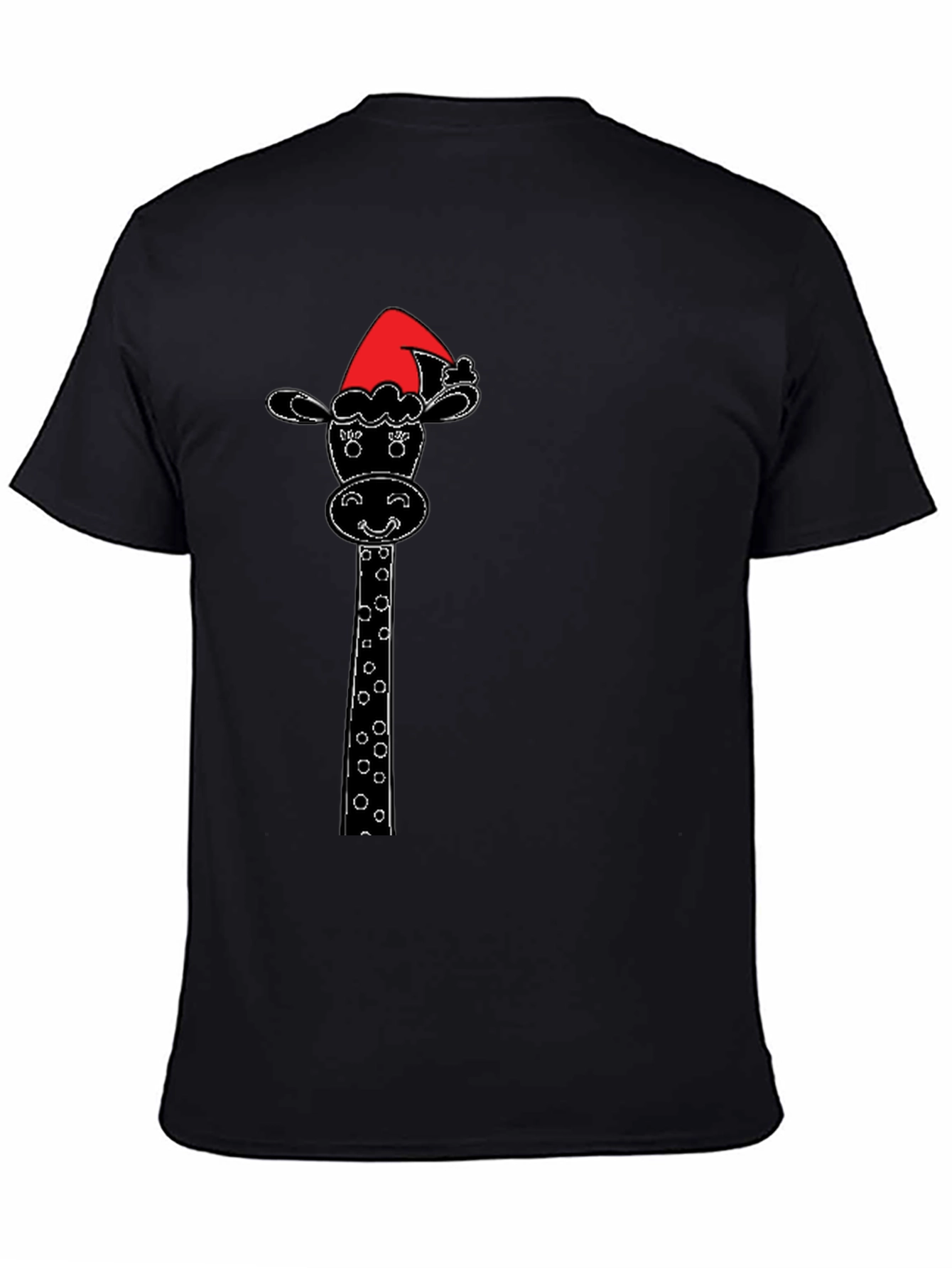 Black Festive Giraffe Tee - Holiday Humor view 4