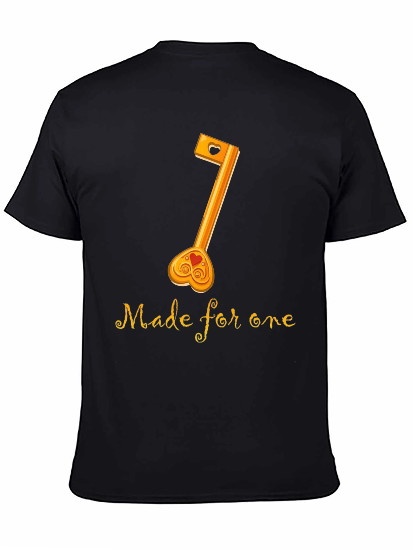 Black Made For One Black T-Shirt with Key Graphic view 4