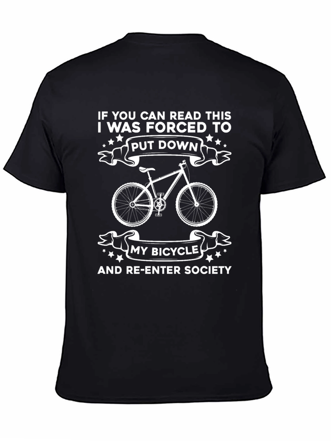 Black Funny Bicycle T-Shirt - If You Can Read This Tee view 4