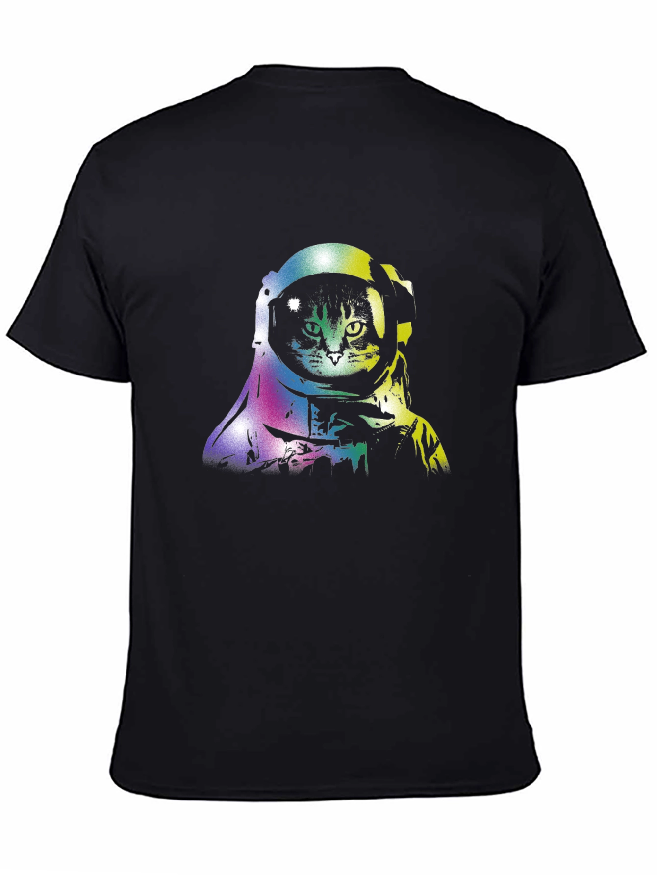 Black Astronaut Cat Black T-Shirt, Space Lover Tee view 4