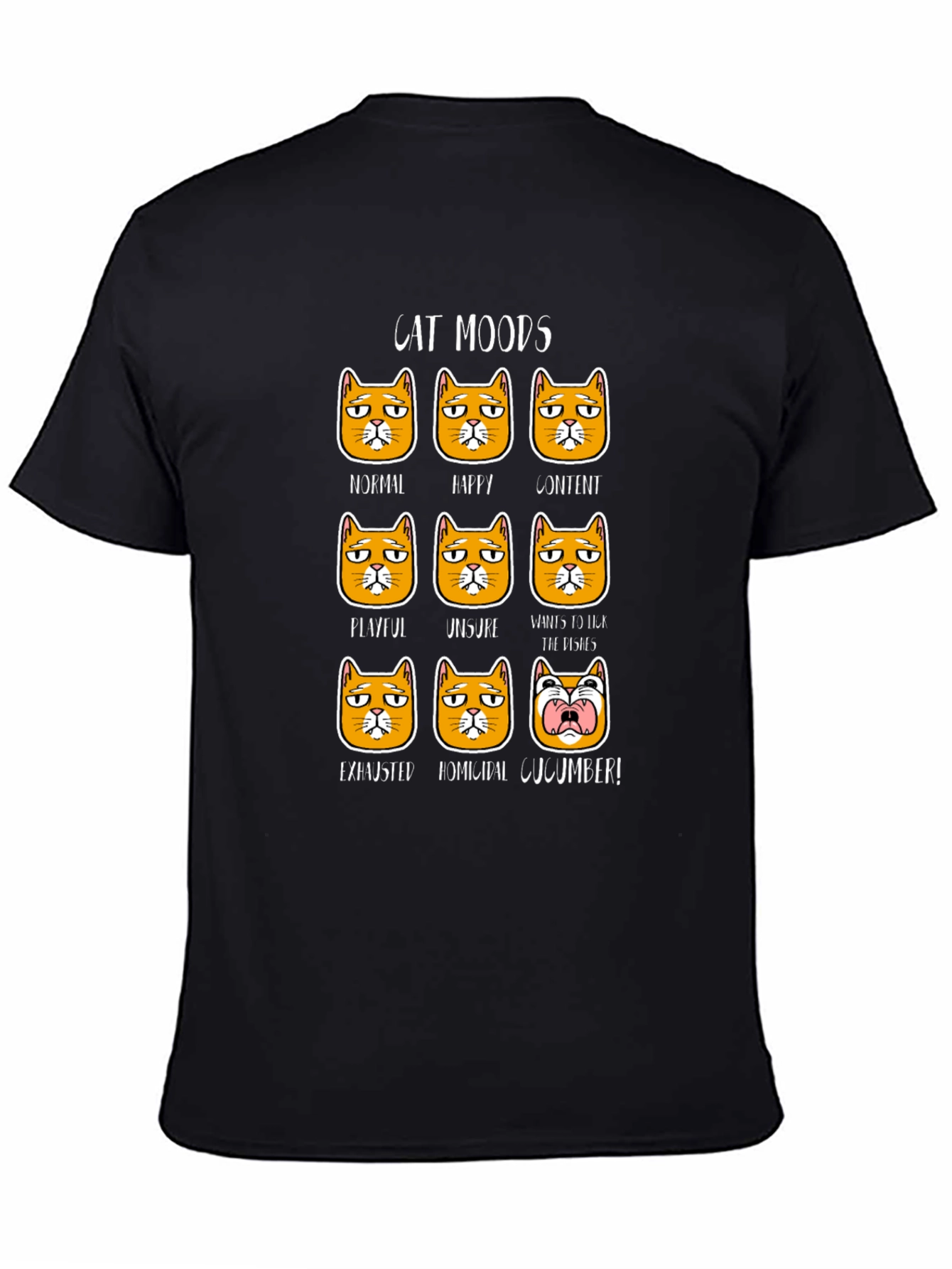 Black Cat Moods Graphic T-Shirt - Funny Cat Lover Tee view 4