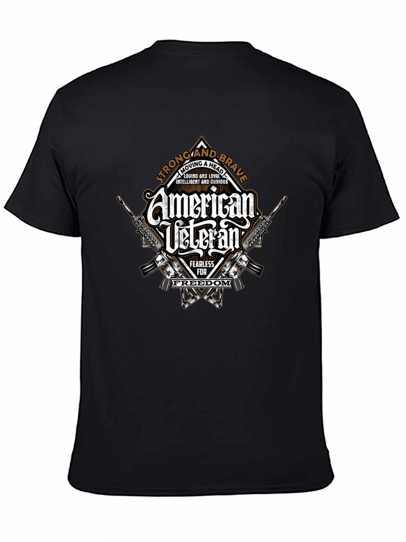 Black American Veteran Graphic Print T-Shirt view 4