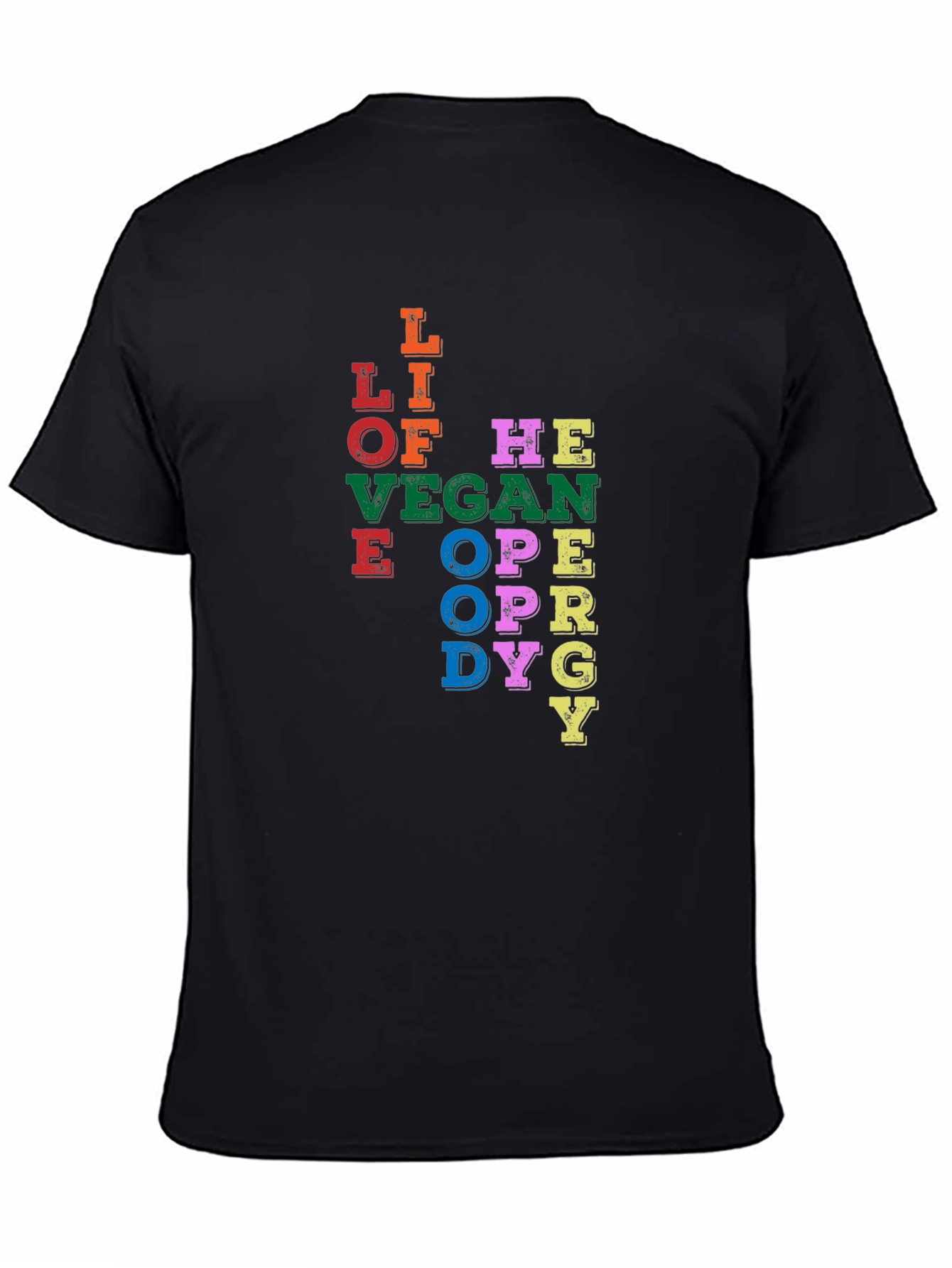 Black Vegan Love Of The Life T-Shirt - Unique Colorful Design view 4