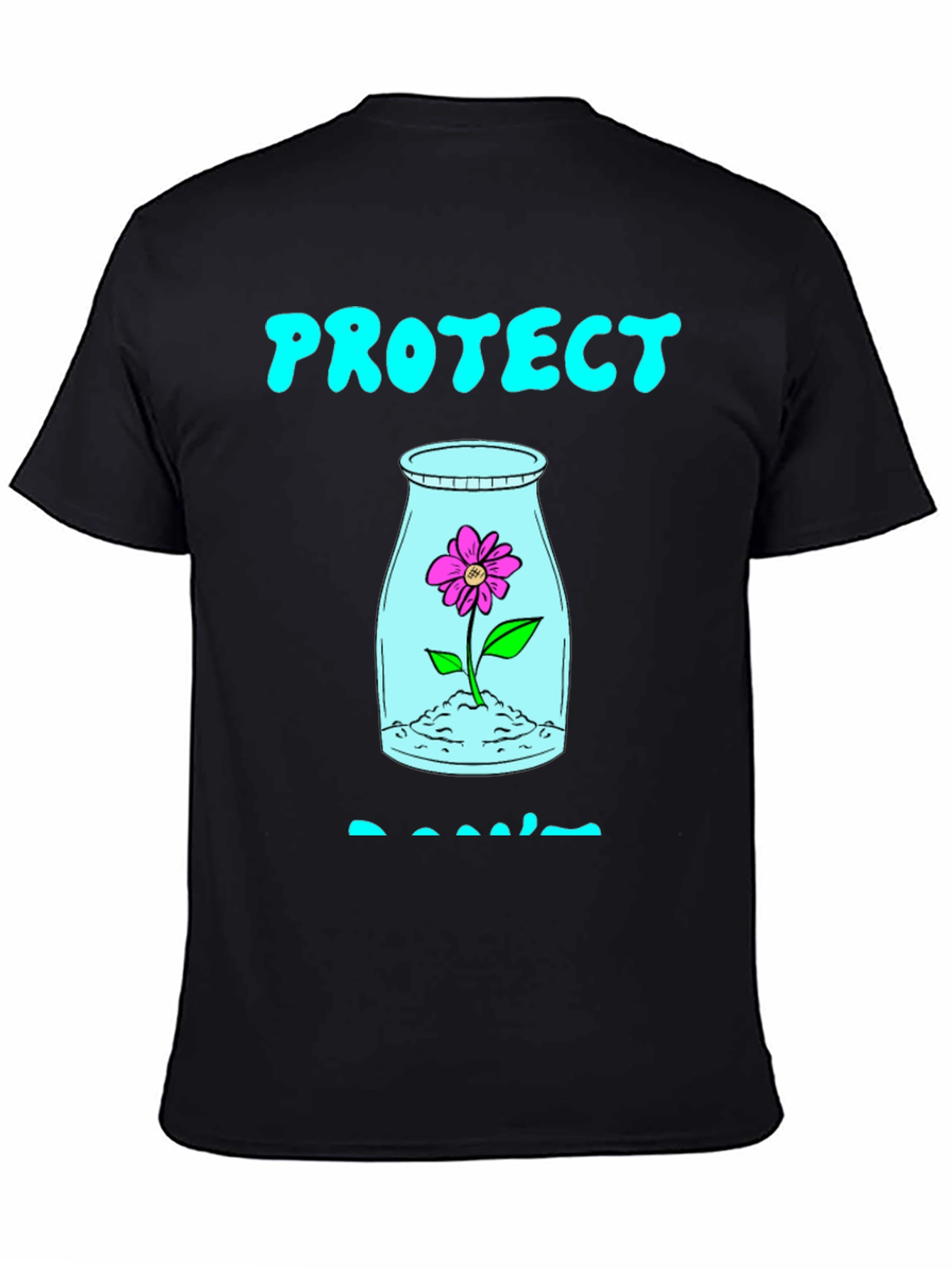 Black Protect Plants T-Shirt - Black Cotton Graphic Tee view 4