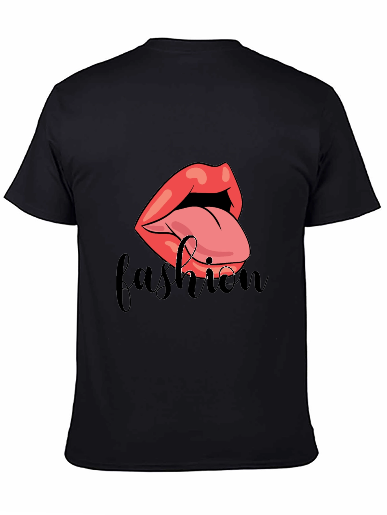 Black Fashion Lips Graphic T-Shirt view 4