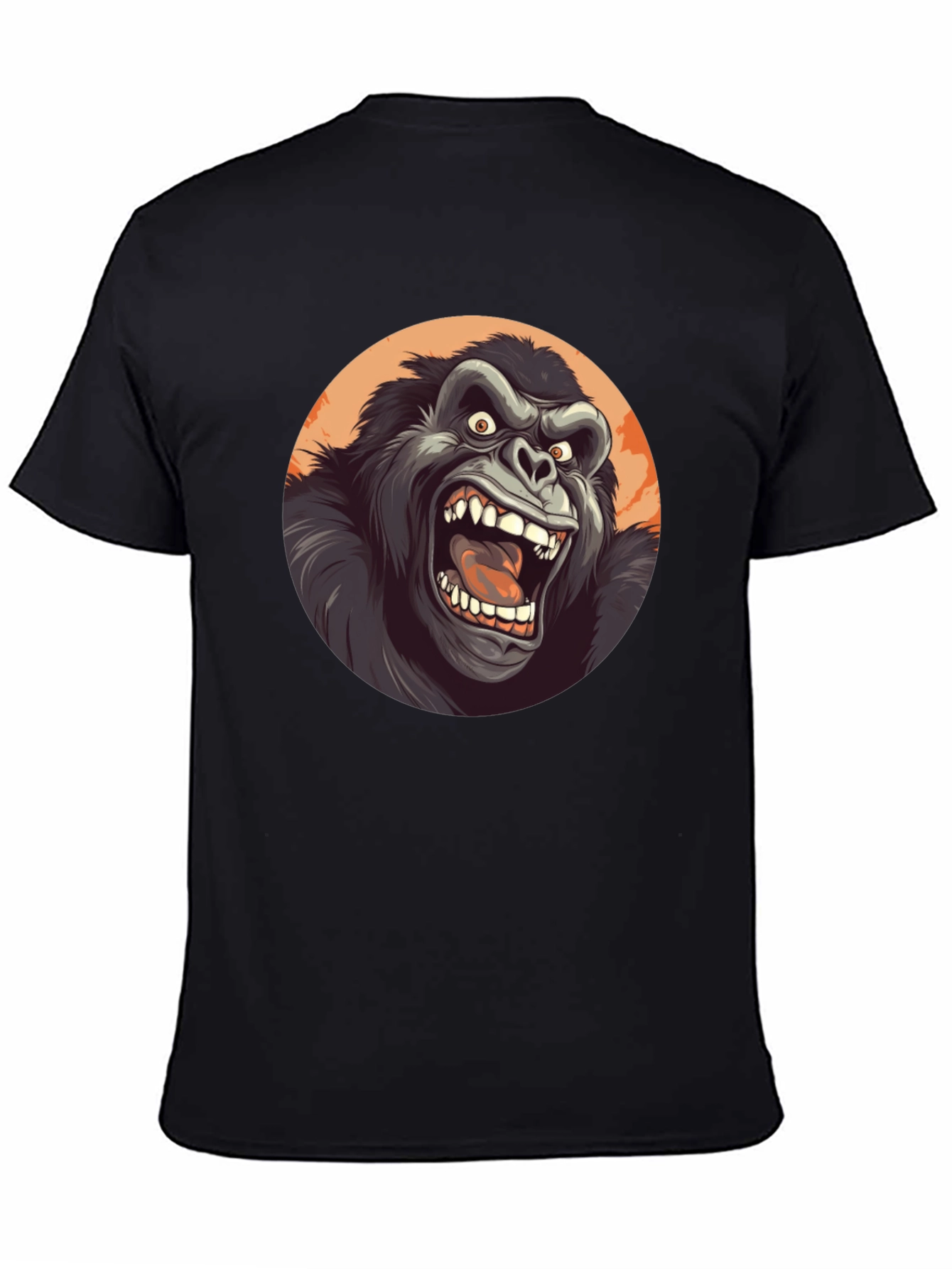 Black Roaring Gorilla Graphic Tee - Black Crew Neck view 4