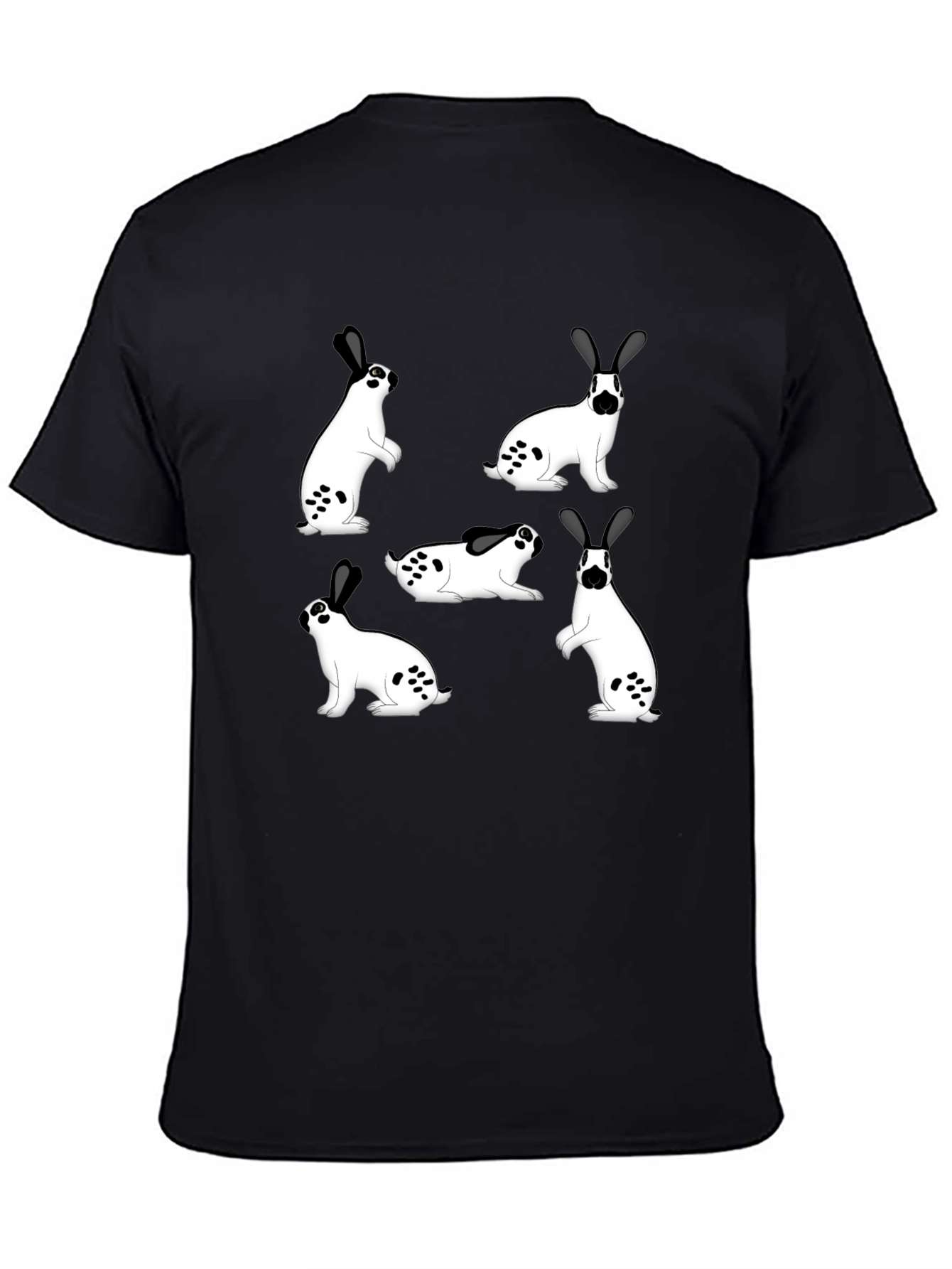 Black Rabbit Print Black T-Shirt view 4