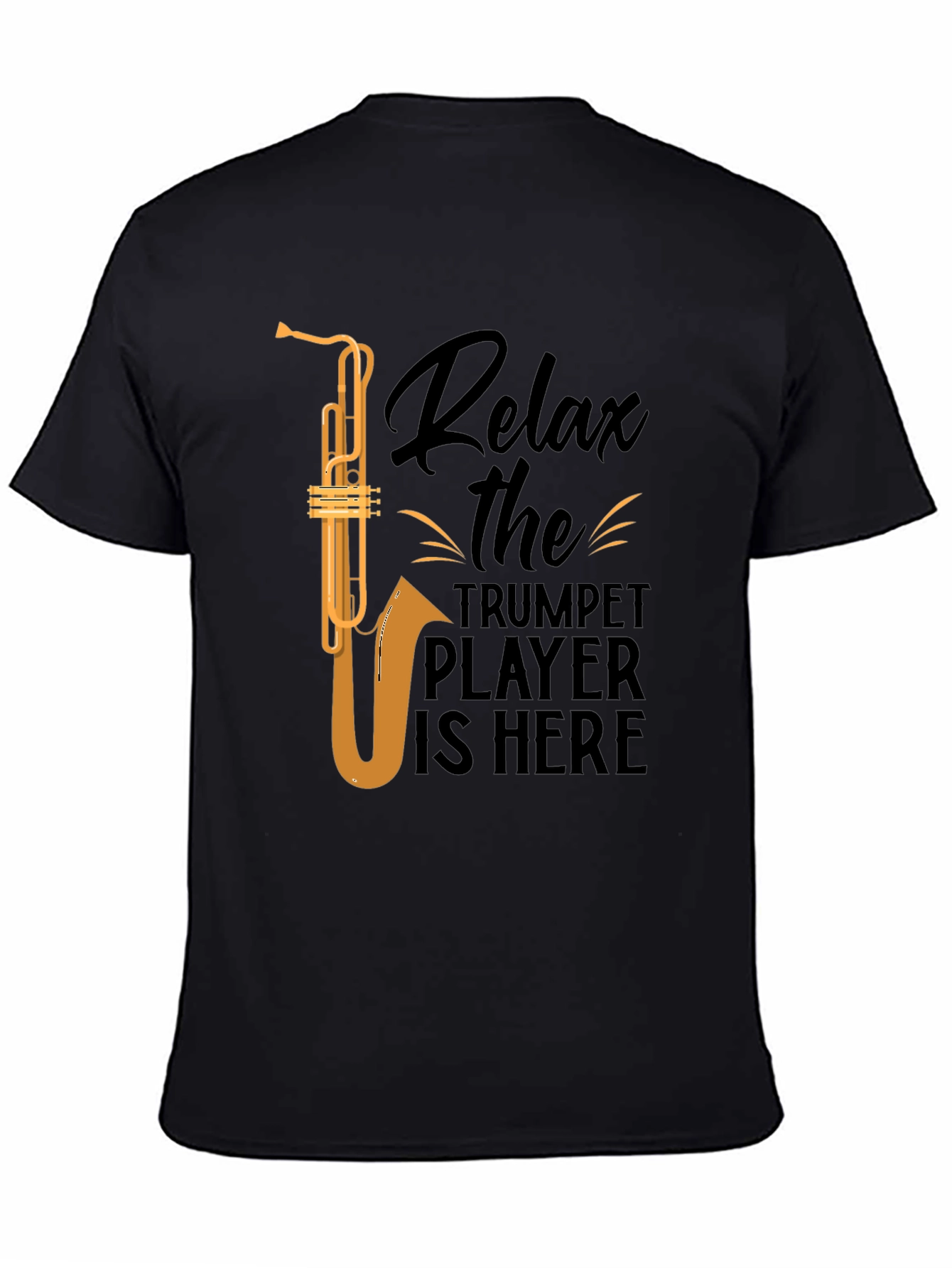 Black Relax Trumpet Player Graphic T-Shirt - Black view 4