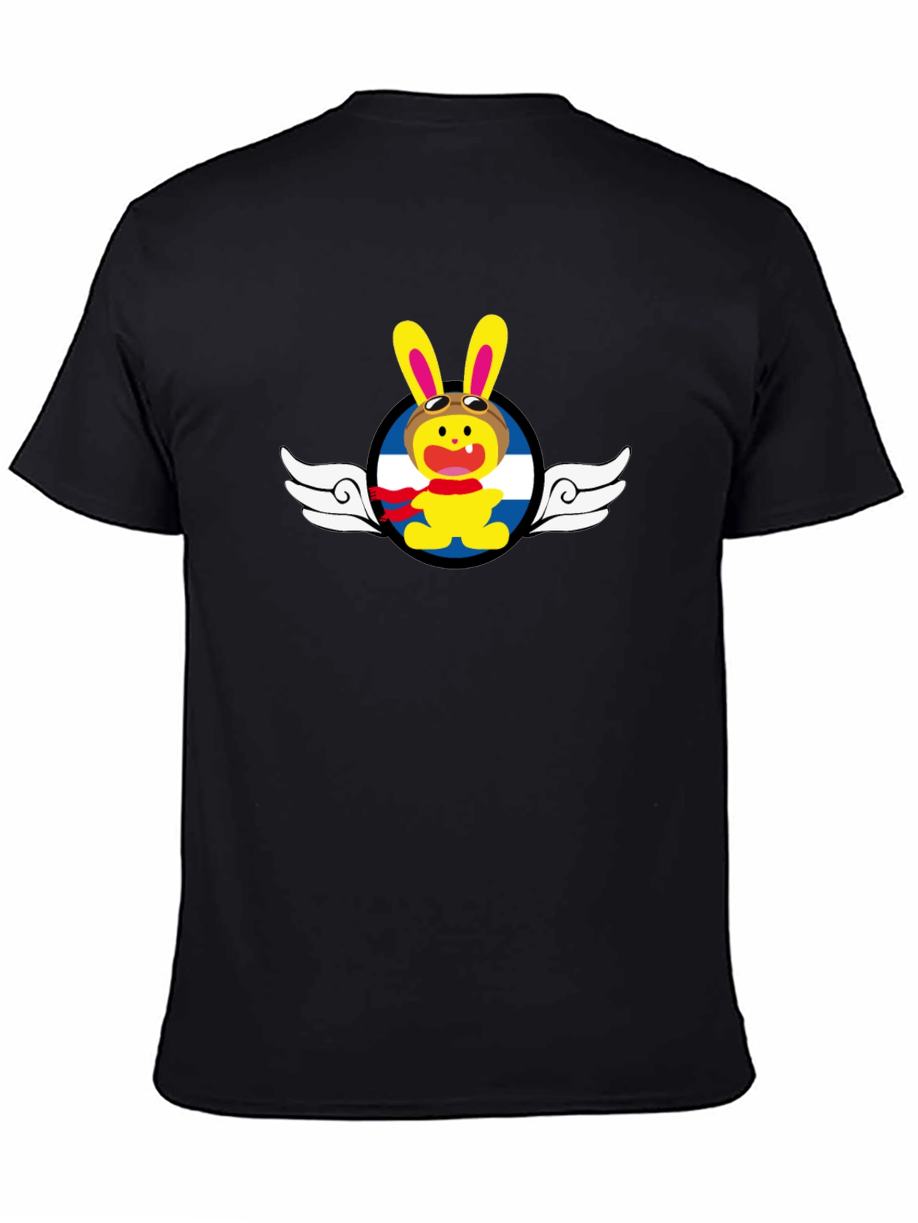 Black Cartoon Aviator Rabbit Graphic T-Shirt view 4
